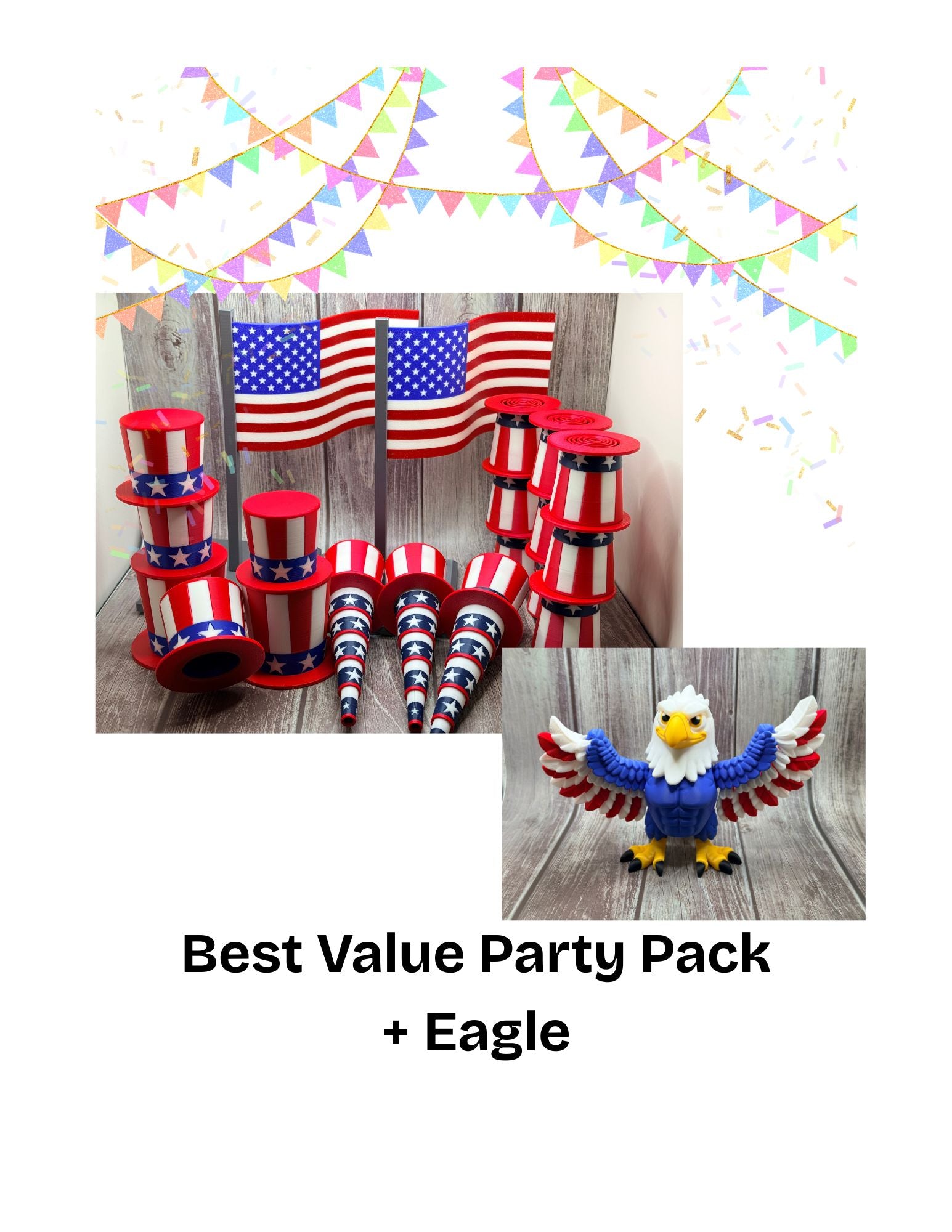 USA Fidget Hats, Bottle Toppers | Patriotic Party Favors, 4th July Decor