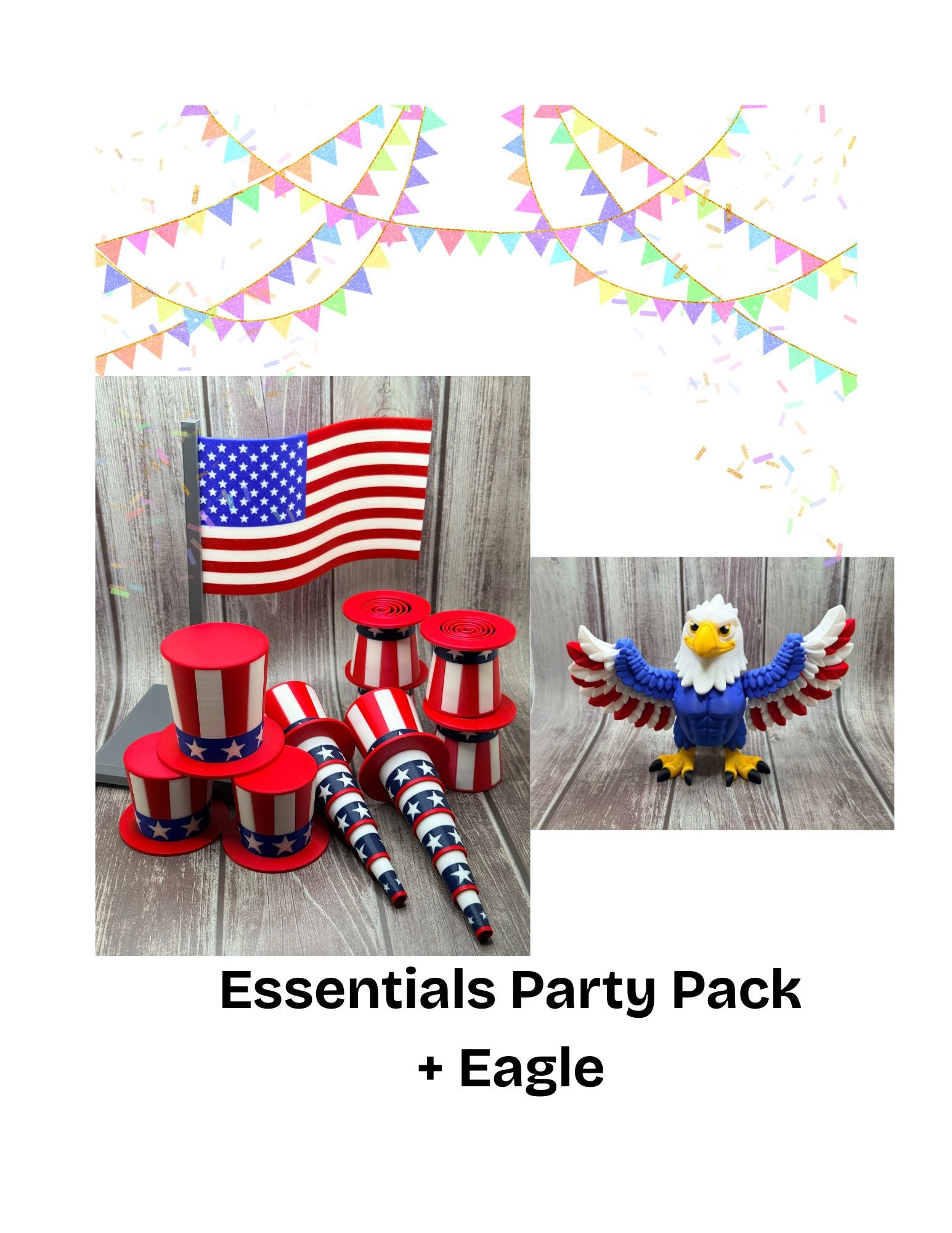 USA Fidget Hats, Bottle Toppers | Patriotic Party Favors, 4th July Decor