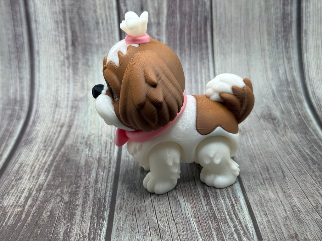 Articulated Mini Shih Tzu | 3D Printed Flexi Dog | Cute Shih Tzu Figurine | Movable Puppy Desk Pet