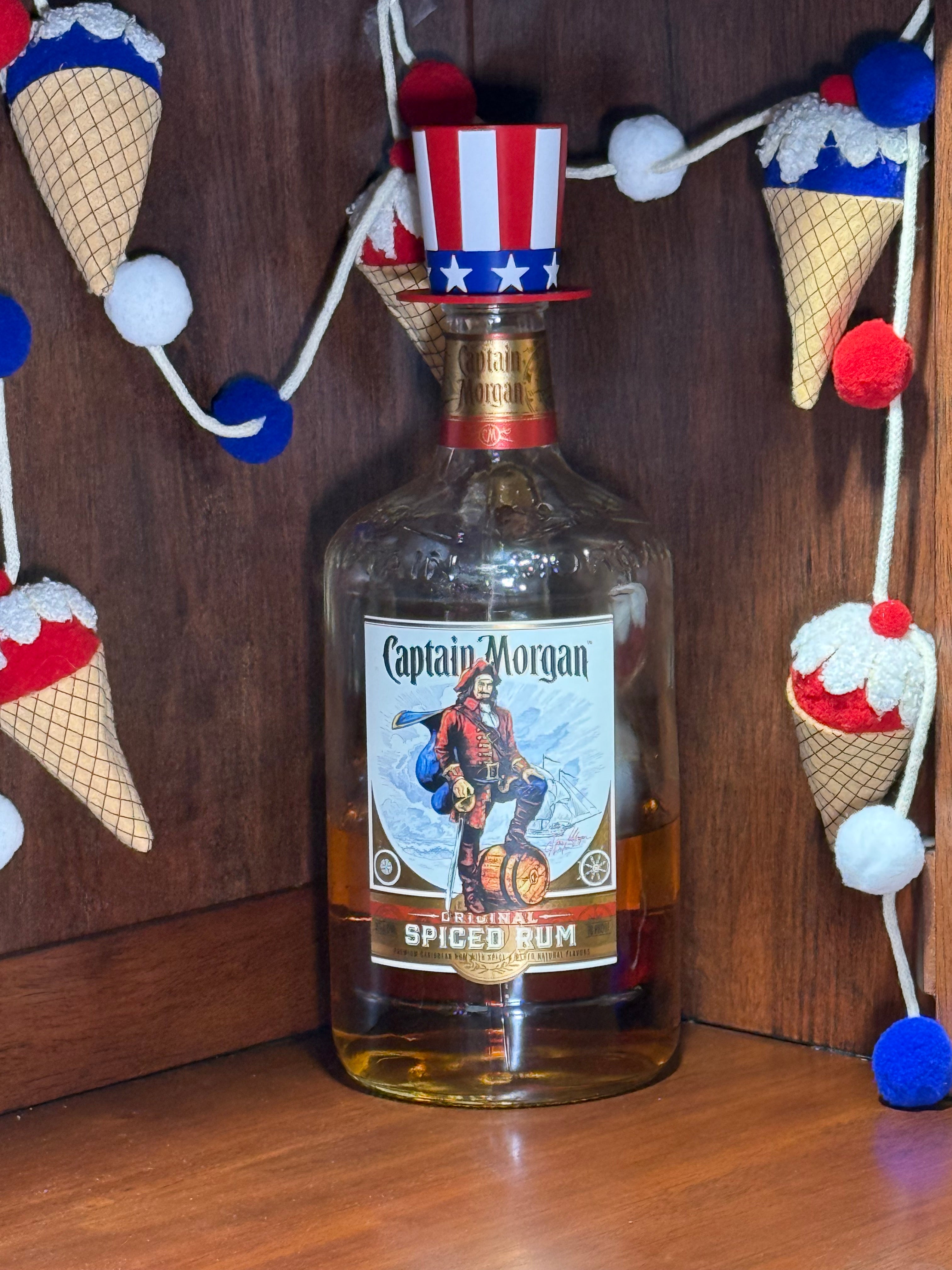 Decorative Uncle Sam Bottle Topper for Drinks & Parties Red White Blue Bar Accessory
