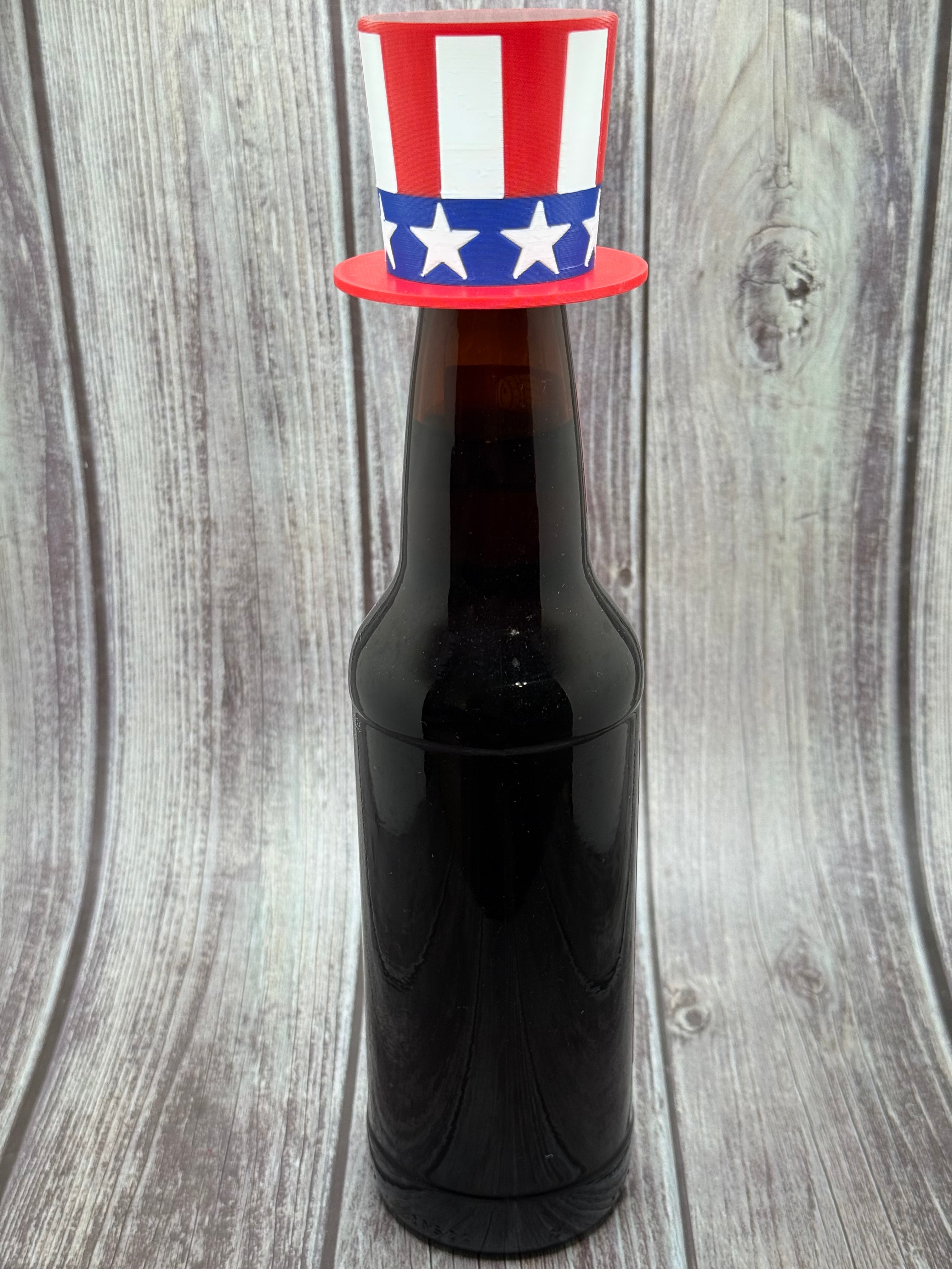 Decorative Uncle Sam Bottle Topper for Drinks & Parties Red White Blue Bar Accessory