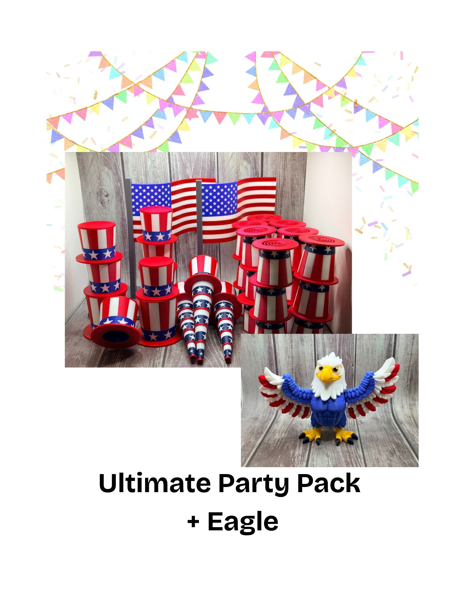 USA Fidget Hats, Bottle Toppers | Patriotic Party Favors, 4th July Decor