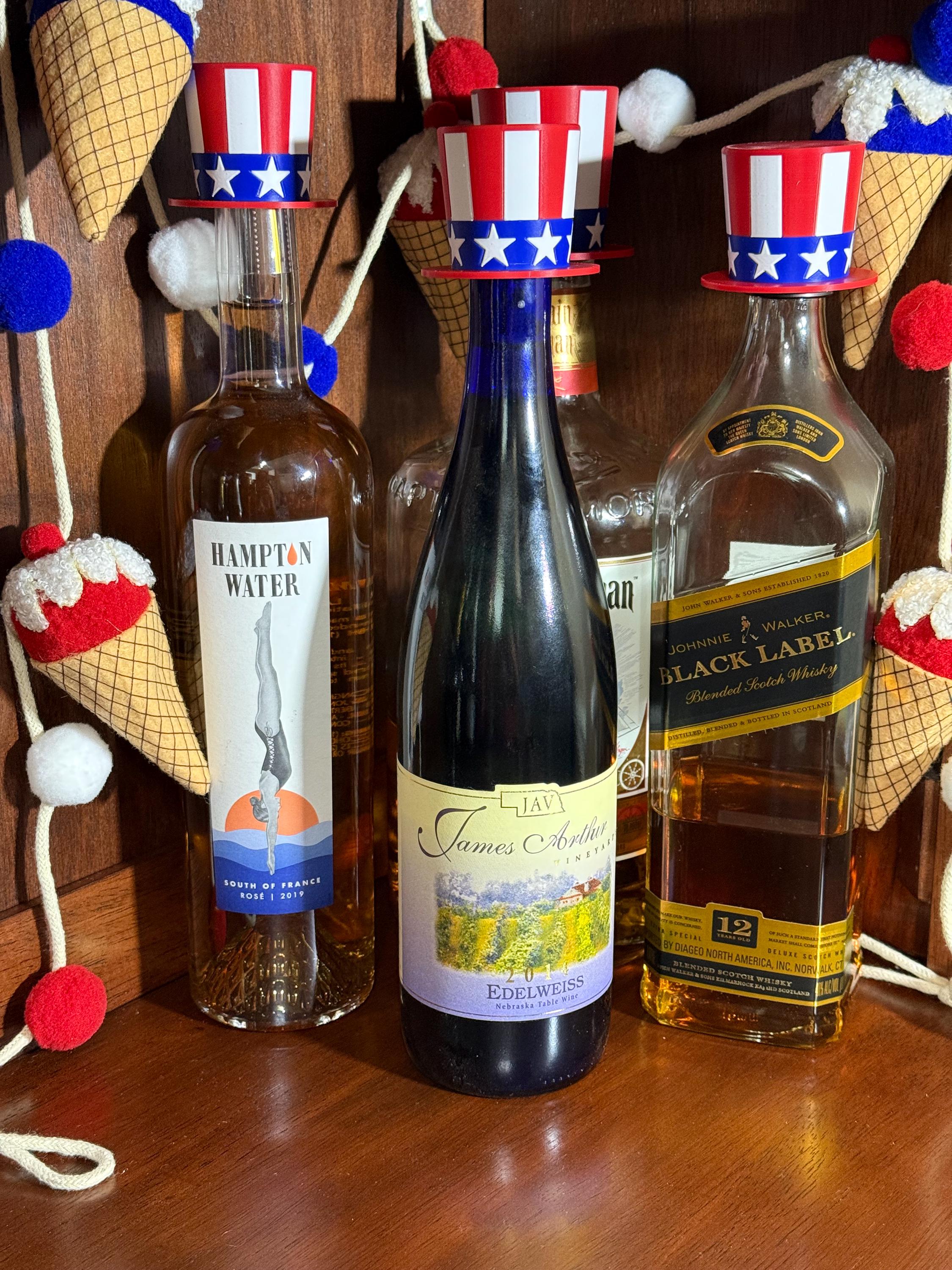 Decorative Uncle Sam Bottle Topper for Drinks & Parties Red White Blue Bar Accessory