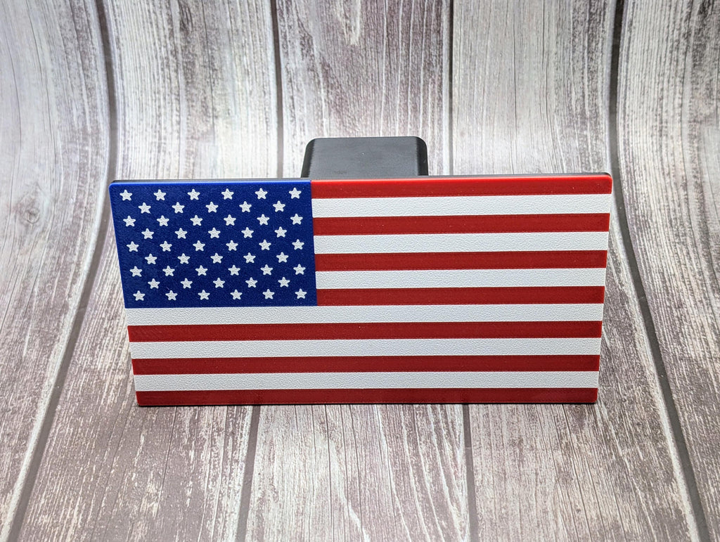 USA Flag Trailer Hitch Cover with Pin – Patriotic Truck Accessory for Cars & SUVs