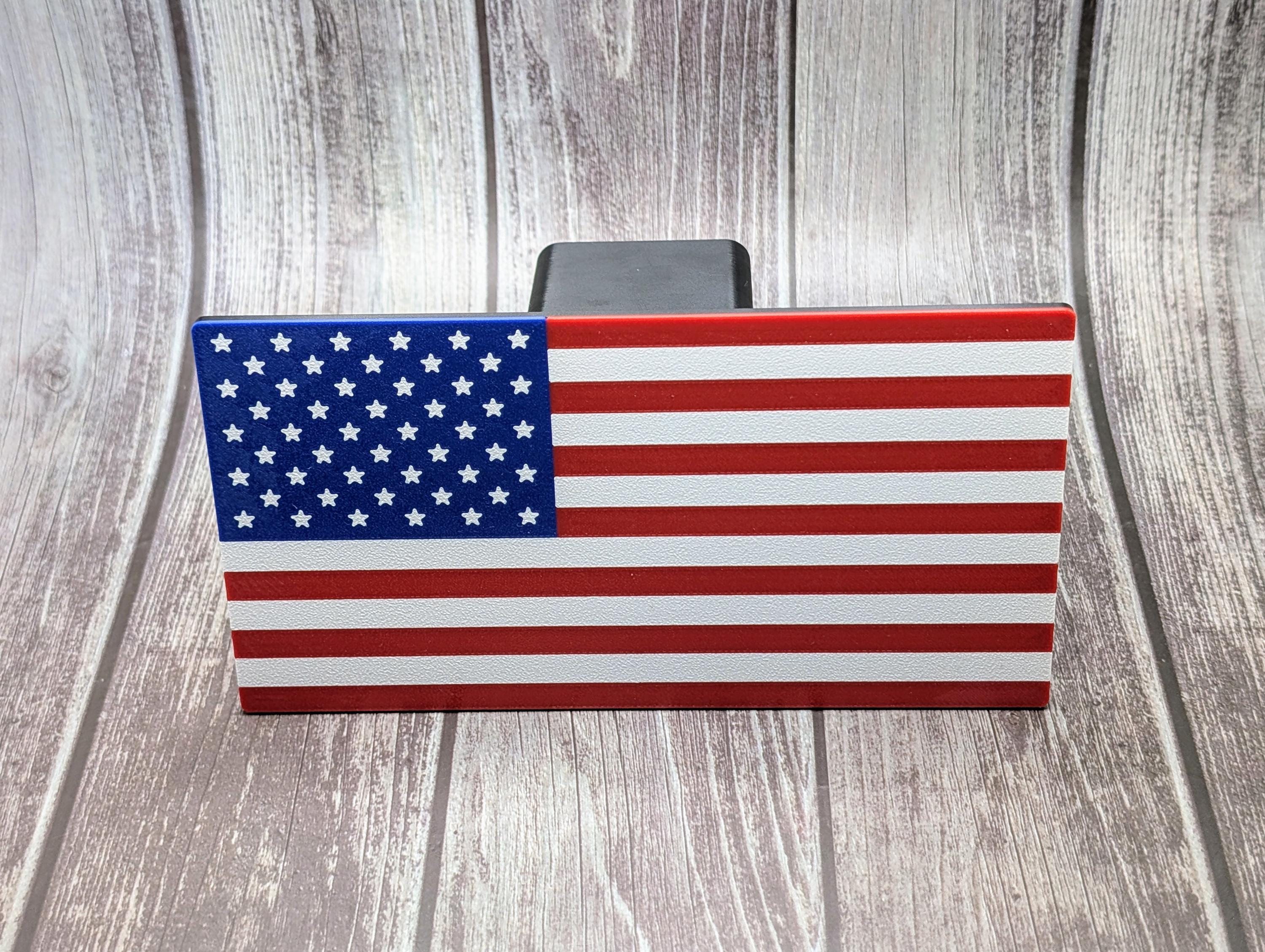 USA Flag Trailer Hitch Cover with Pin – Patriotic Truck Accessory for Cars & SUVs