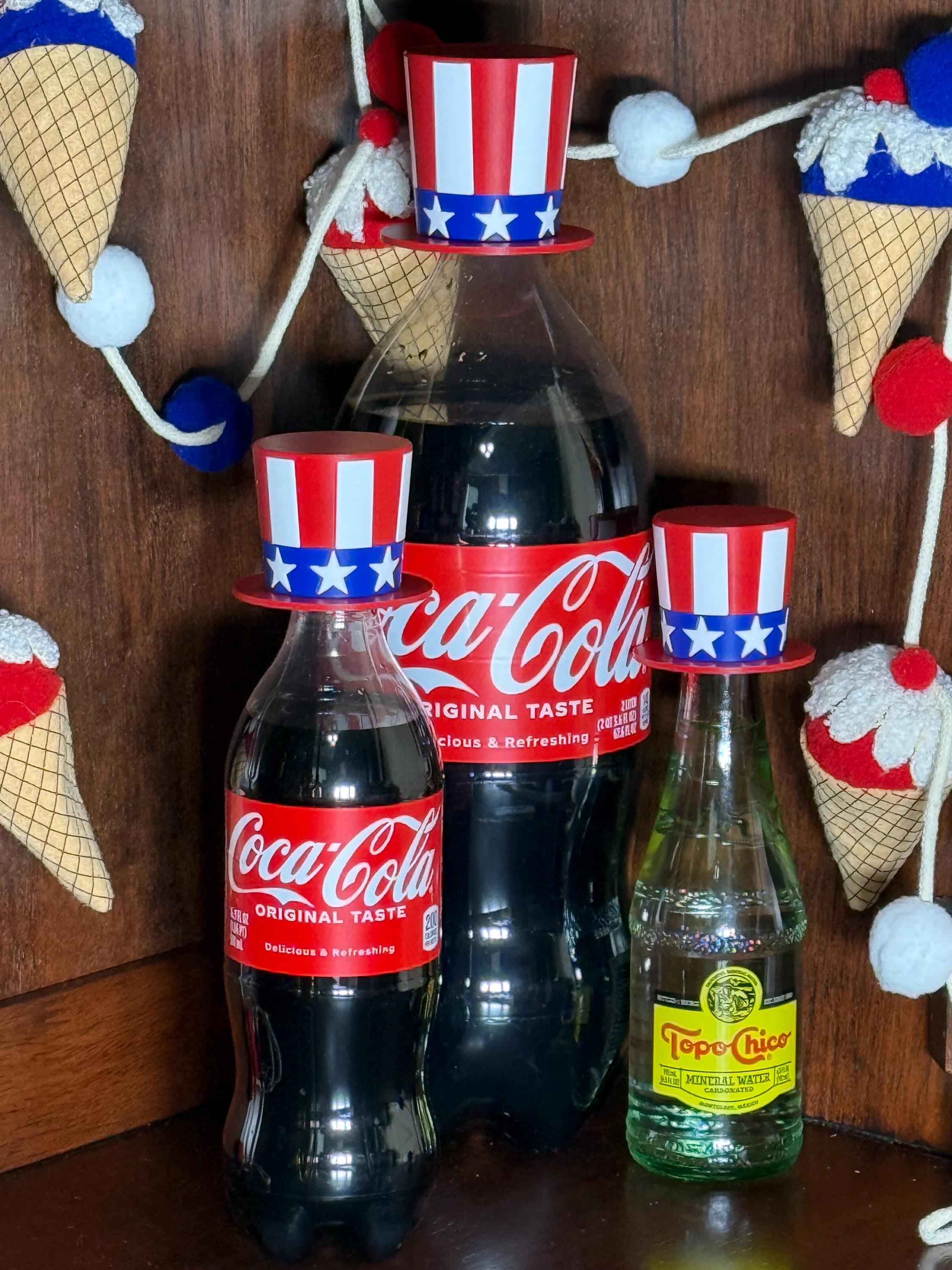 Decorative Uncle Sam Bottle Topper for Drinks & Parties Red White Blue Bar Accessory