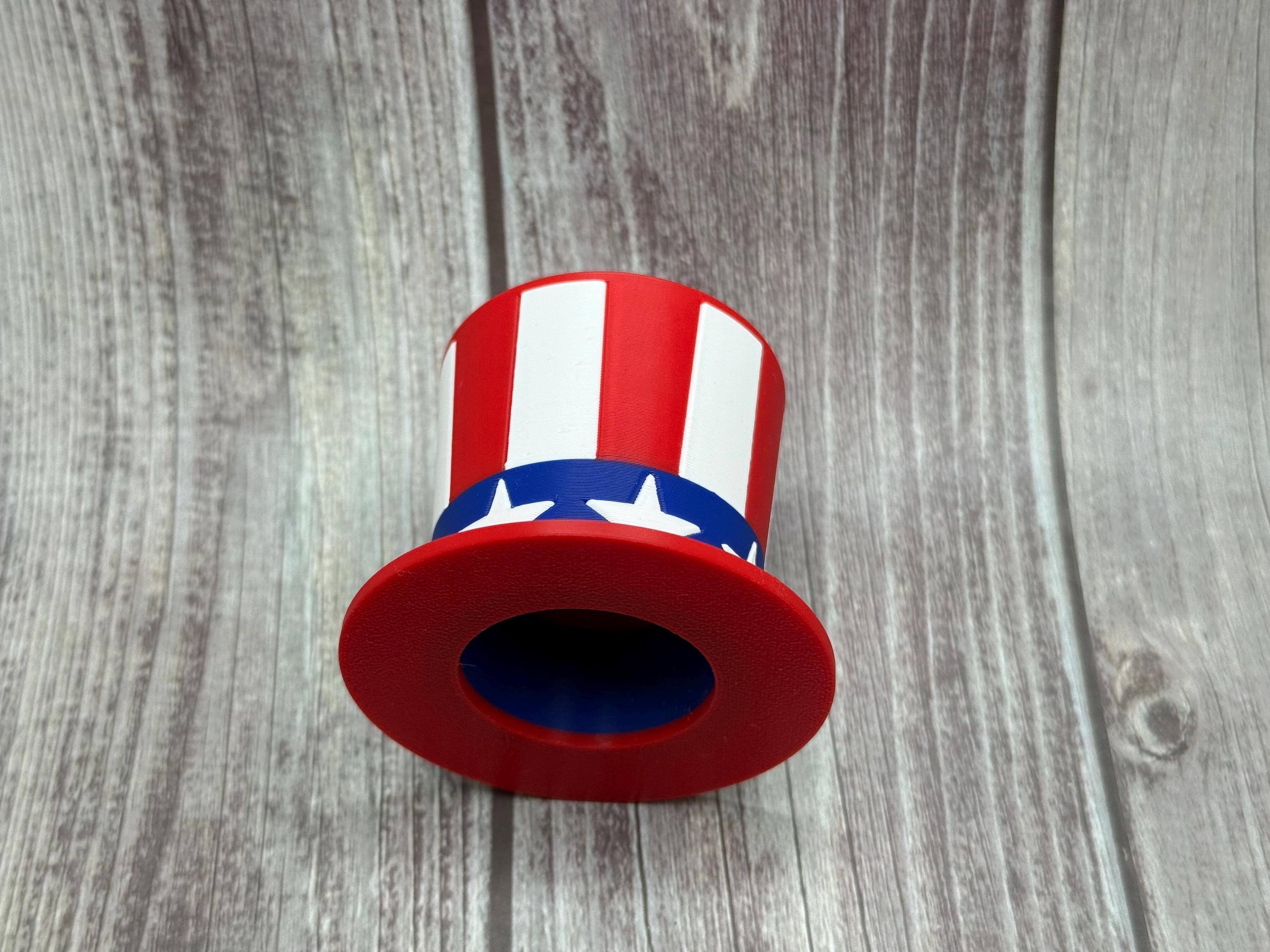 Decorative Uncle Sam Bottle Topper for Drinks & Parties Red White Blue Bar Accessory