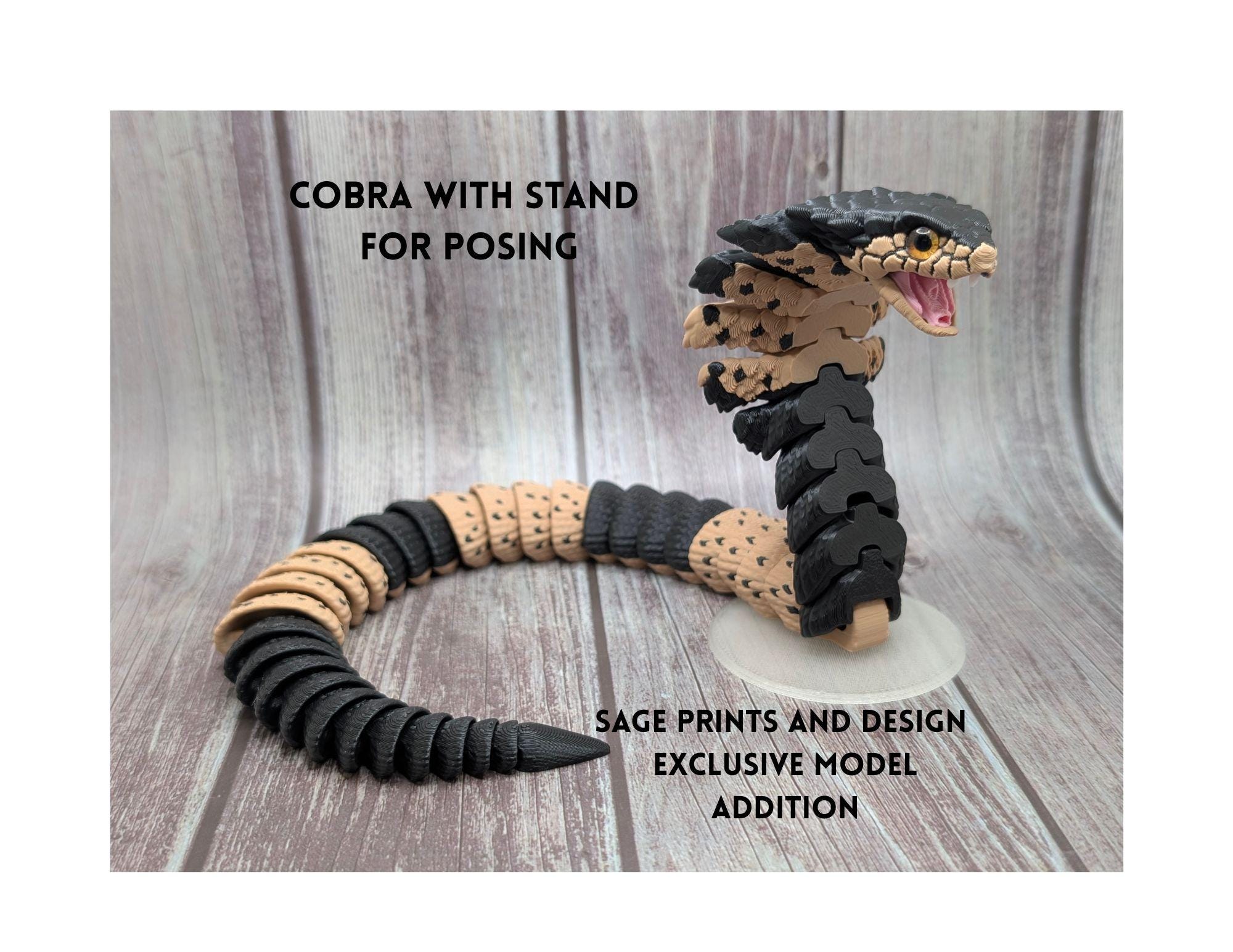 Articulated Cobra w/stand - 3D Printed