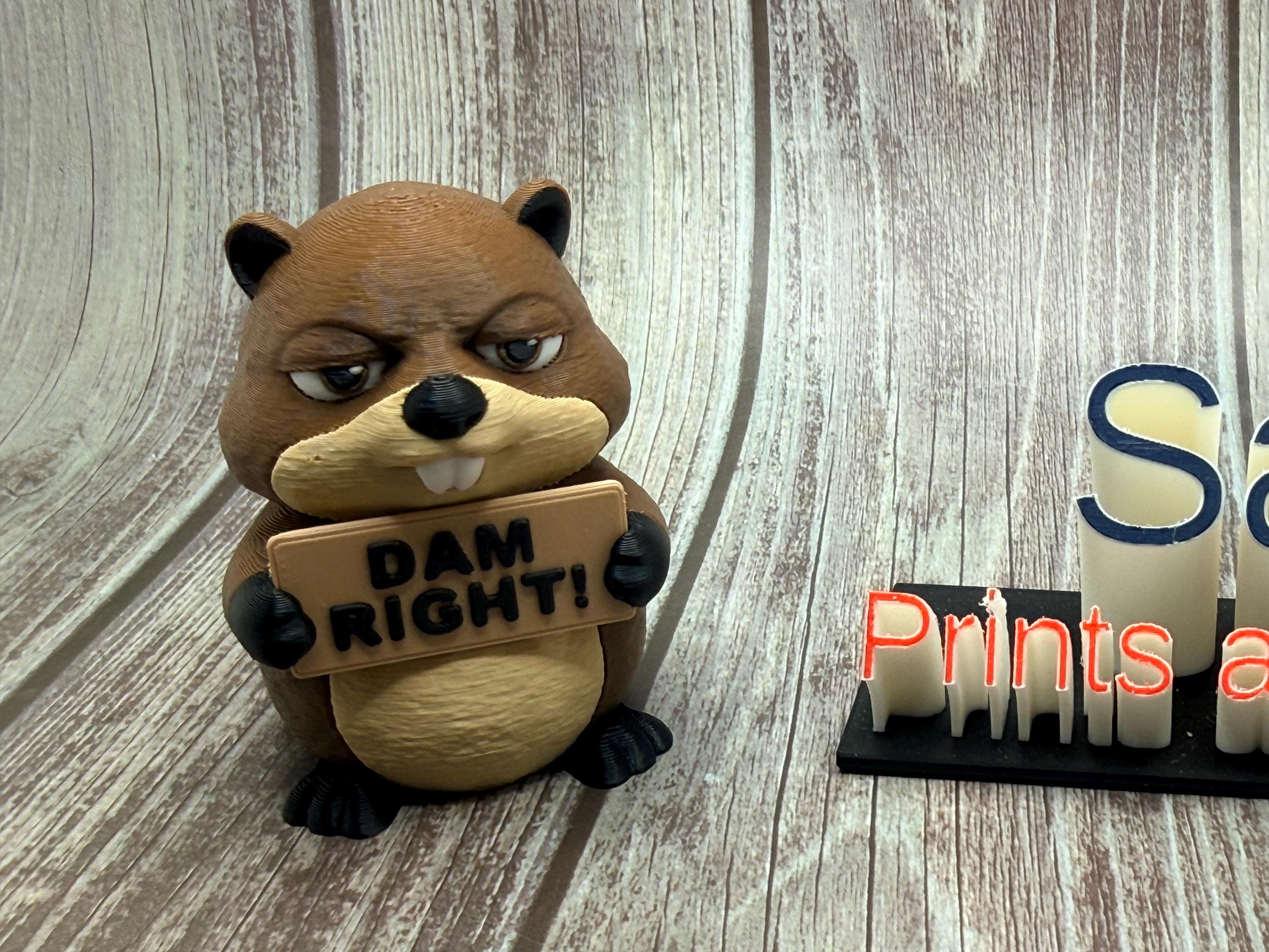 3D Printed Beaver with Attitude | Funny Beaver Decor | “Don’t Give a Dam”