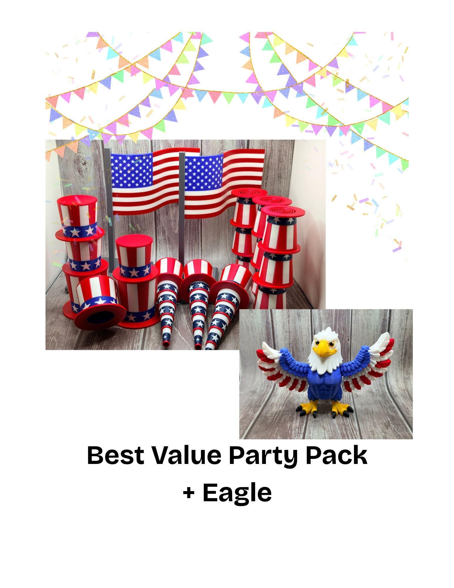 USA Fidget Hats, Bottle Toppers | Patriotic Party Favors, 4th July Decor