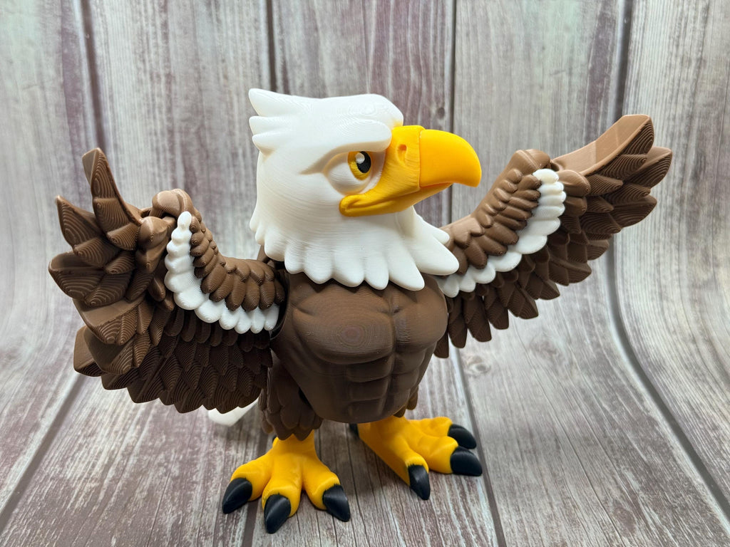 Articulated Eagle 3D Printed | Poseable Bald Eagle Figure | Patriotic Decor
