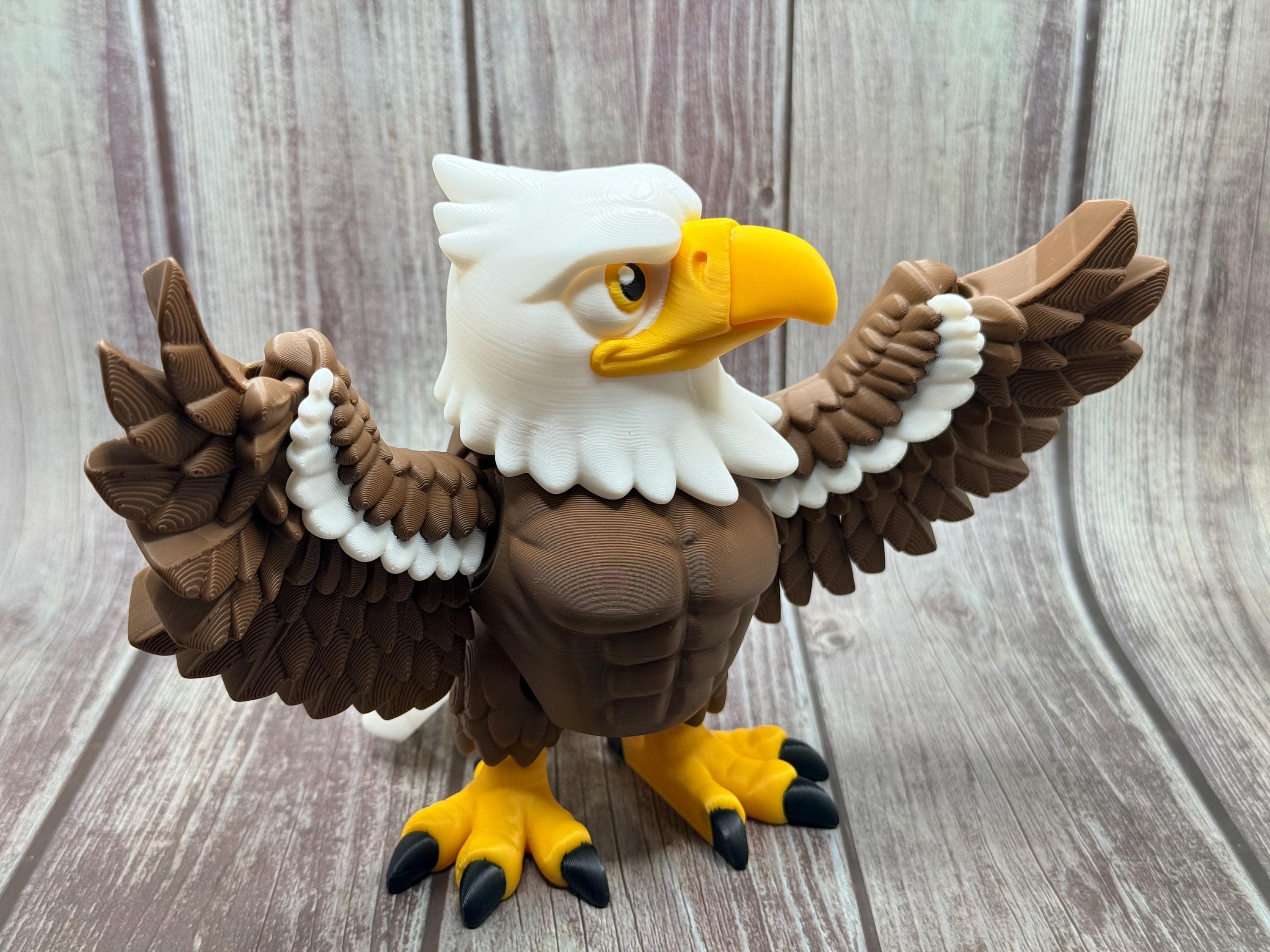 Articulated Eagle 3D Printed | Poseable Bald Eagle Figure | Patriotic Decor