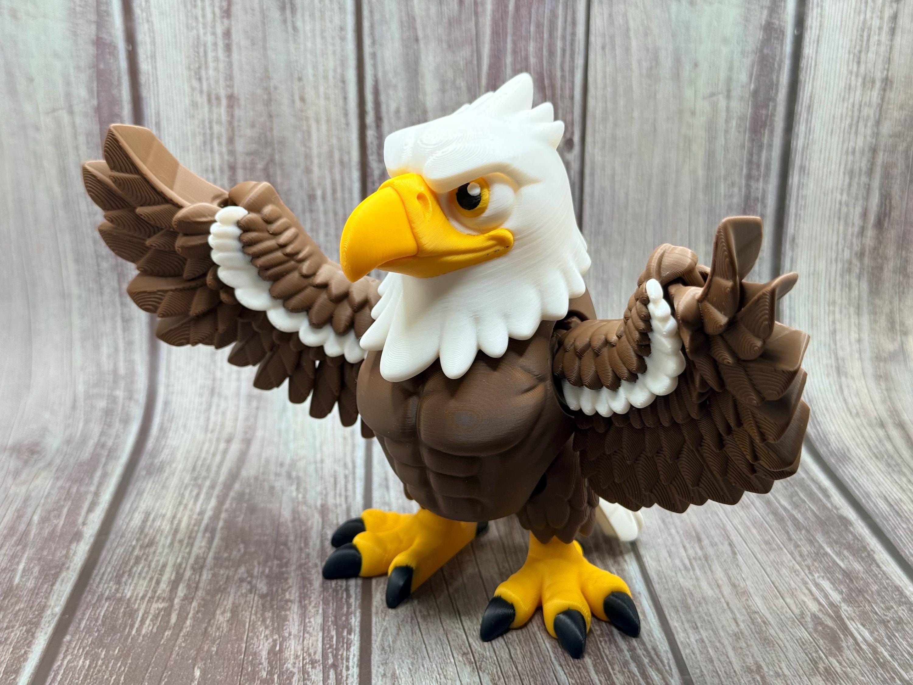 Articulated Eagle 3D Printed | Poseable Bald Eagle Figure | Patriotic Decor