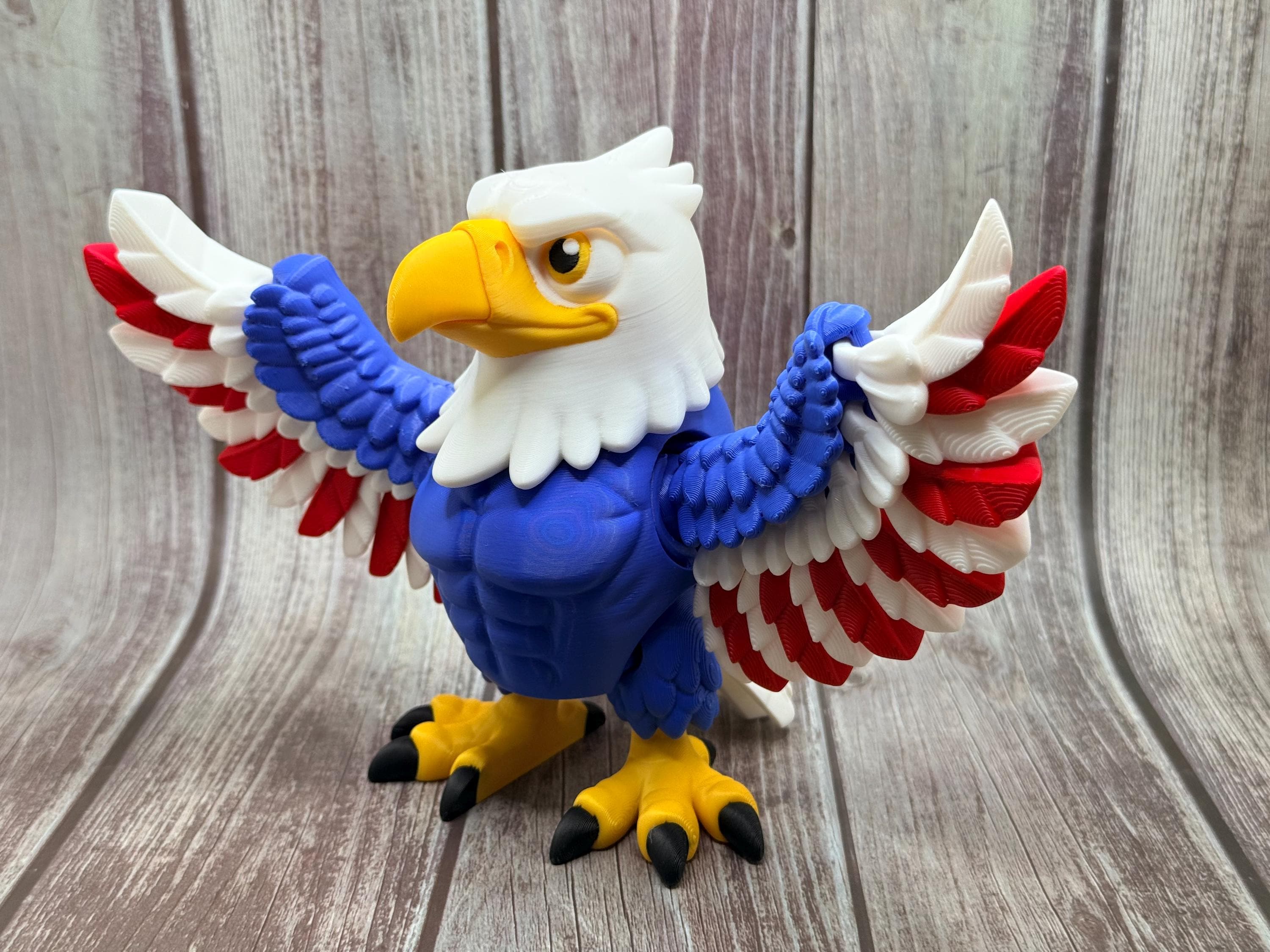 Articulated Eagle 3D Printed | Poseable Bald Eagle Figure | Patriotic Decor