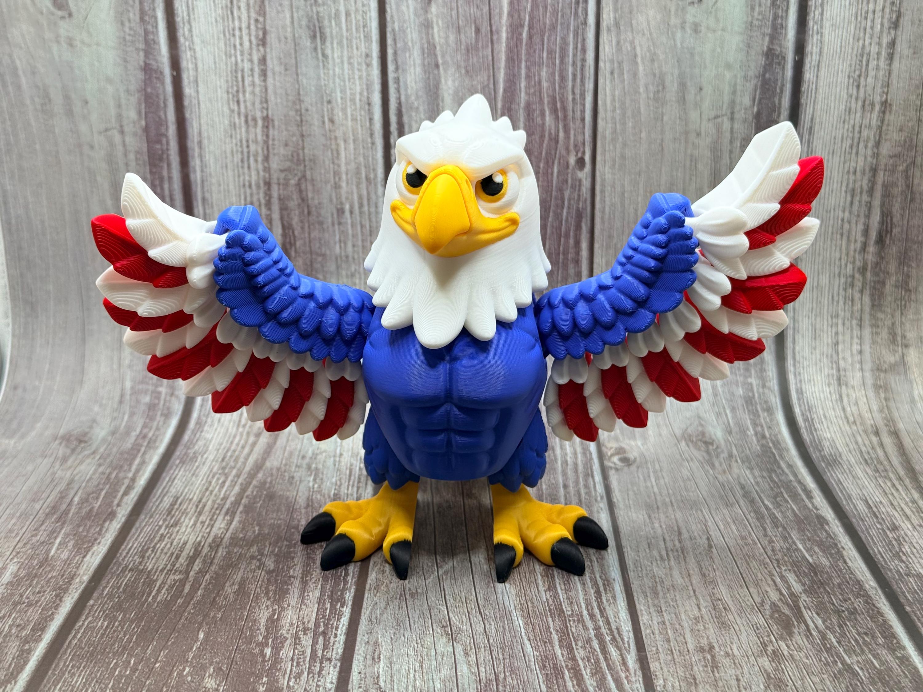 Articulated Eagle 3D Printed | Poseable Bald Eagle Figure | Patriotic Decor