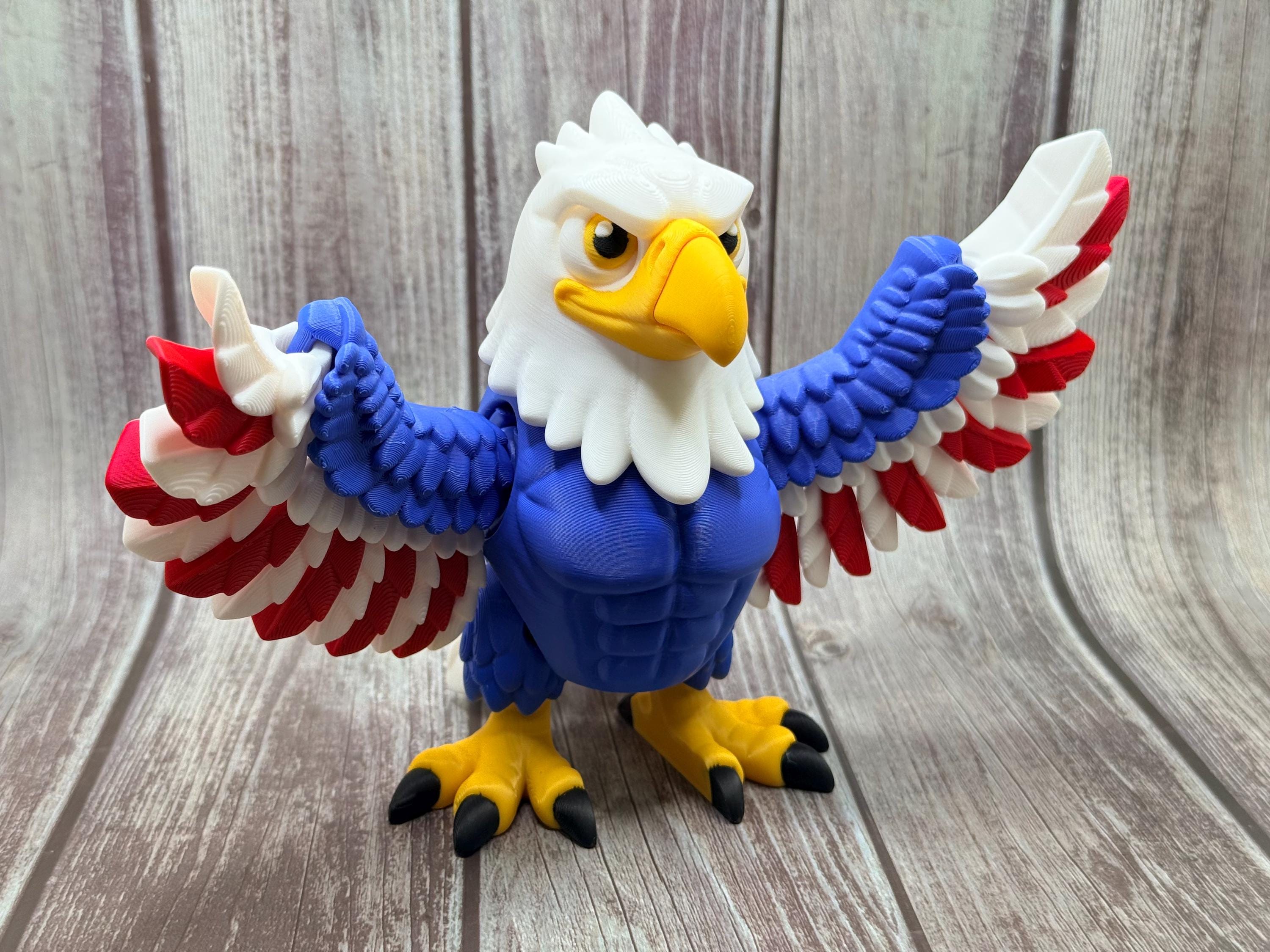 Articulated Eagle 3D Printed | Poseable Bald Eagle Figure | Patriotic Decor