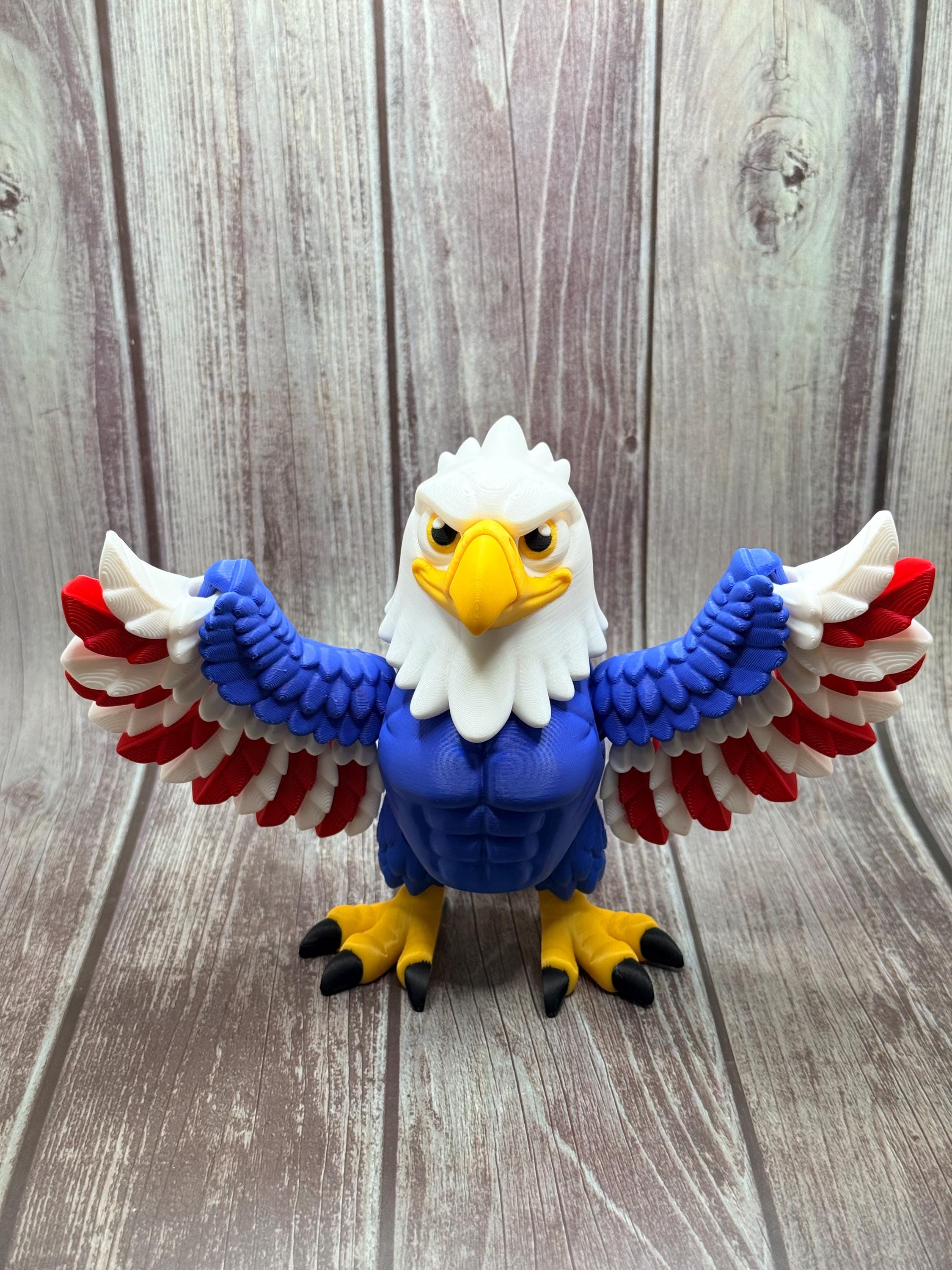 Articulated Eagle 3D Printed | Poseable Bald Eagle Figure | Patriotic Decor