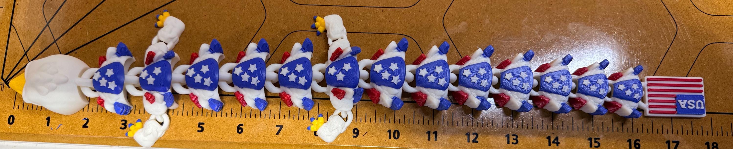 3D Printed Articulated Dragon | American Eagle Patriotic Decor