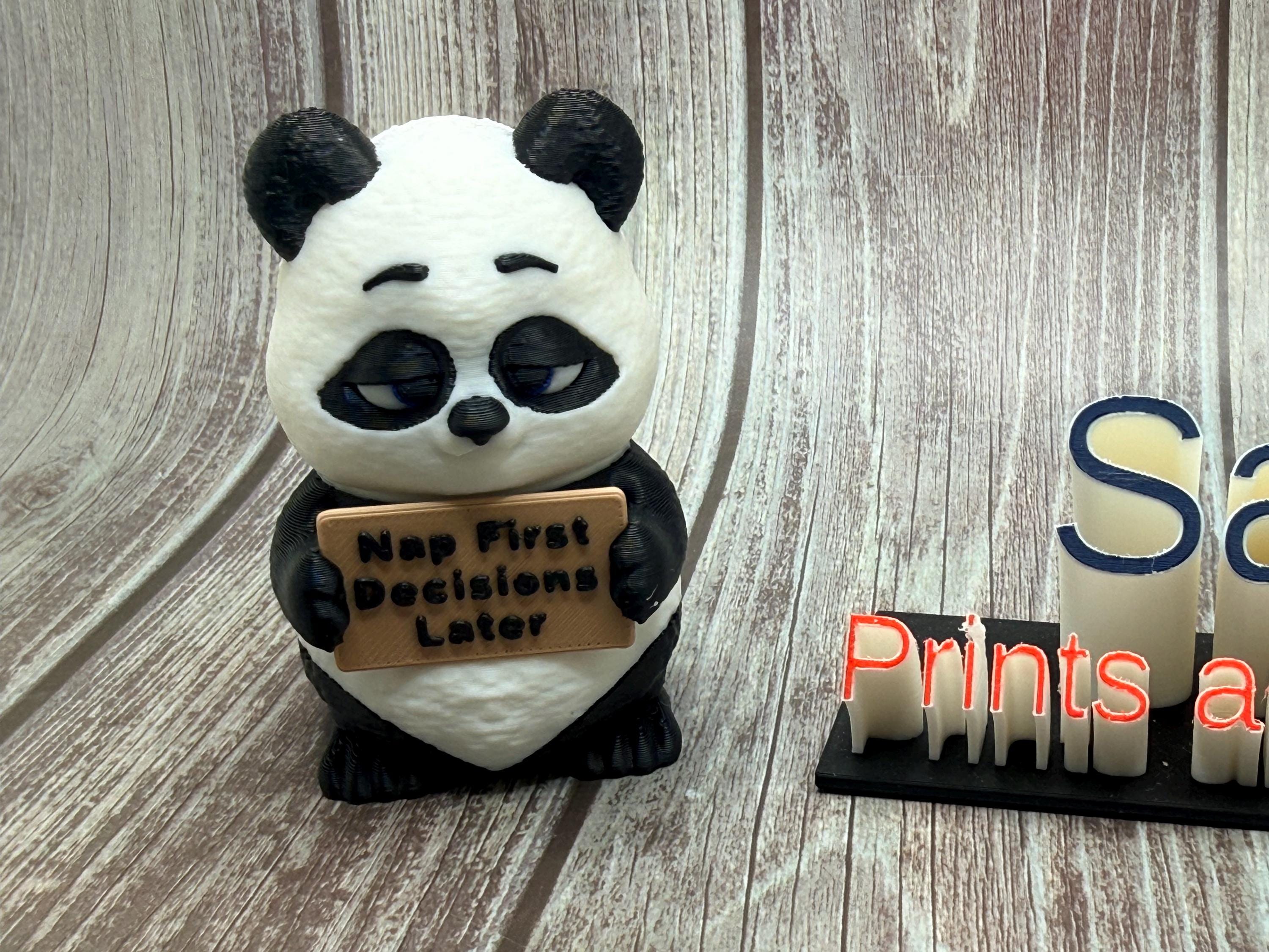 3D Printed Panda with Attitude | “Eat Nap Repeat” Panda | Funny Desk Decor