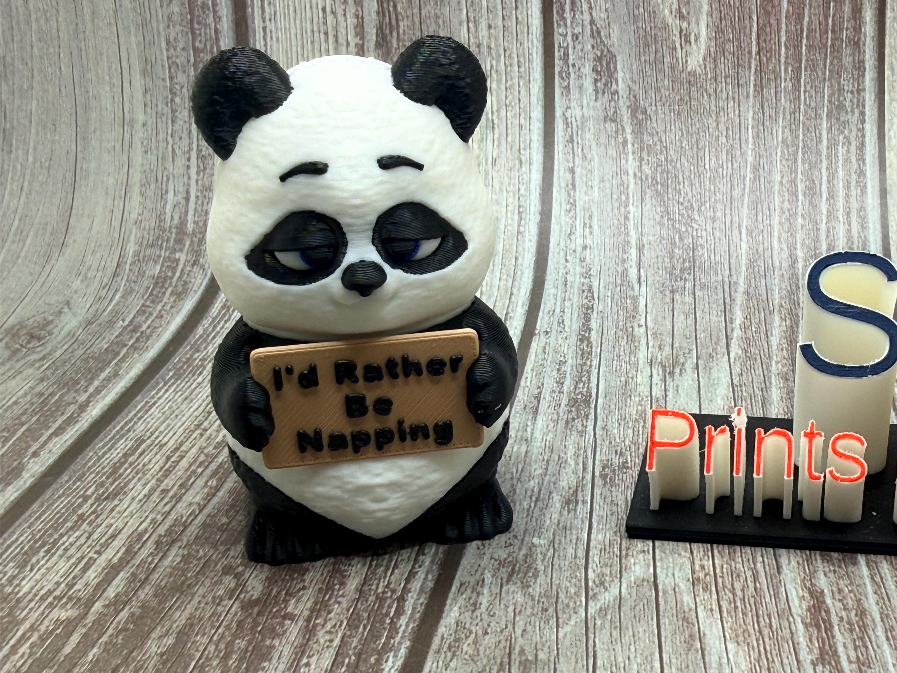 3D Printed Panda with Attitude | “Eat Nap Repeat” Panda | Funny Desk Decor