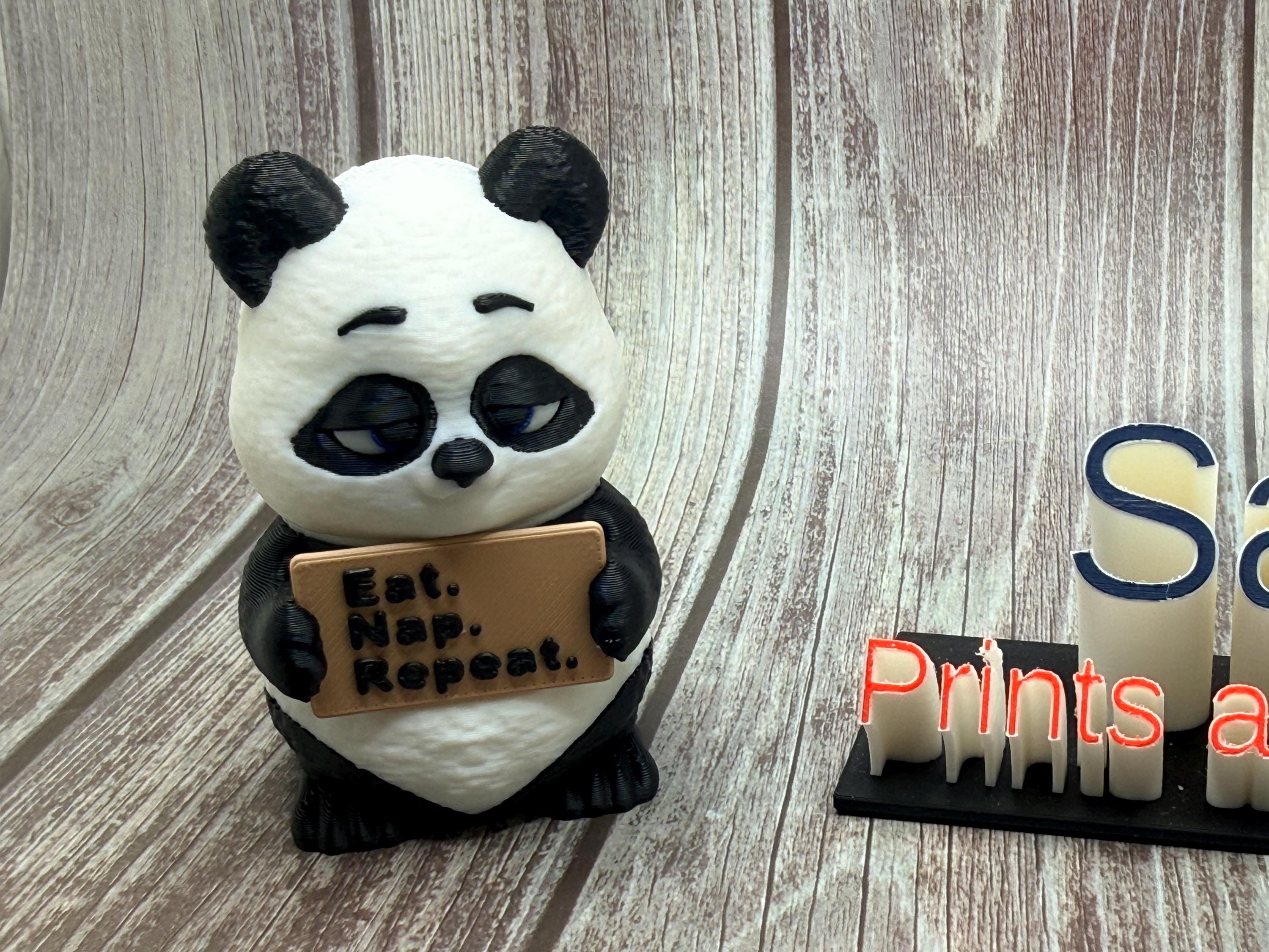 3D Printed Panda with Attitude | “Eat Nap Repeat” Panda | Funny Desk Decor