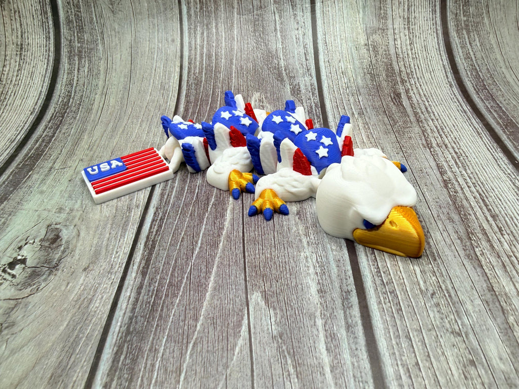 3D Printed Articulated Dragon Eagle | Patriotic Decor