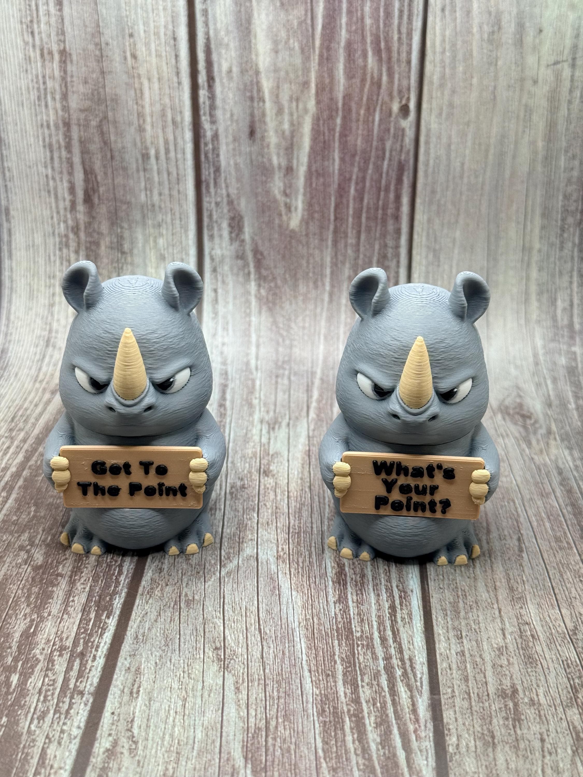 3D Printed Rhino with Attitude | “Get to the Point” | Funny Desk Decor | Sassy Office Gift