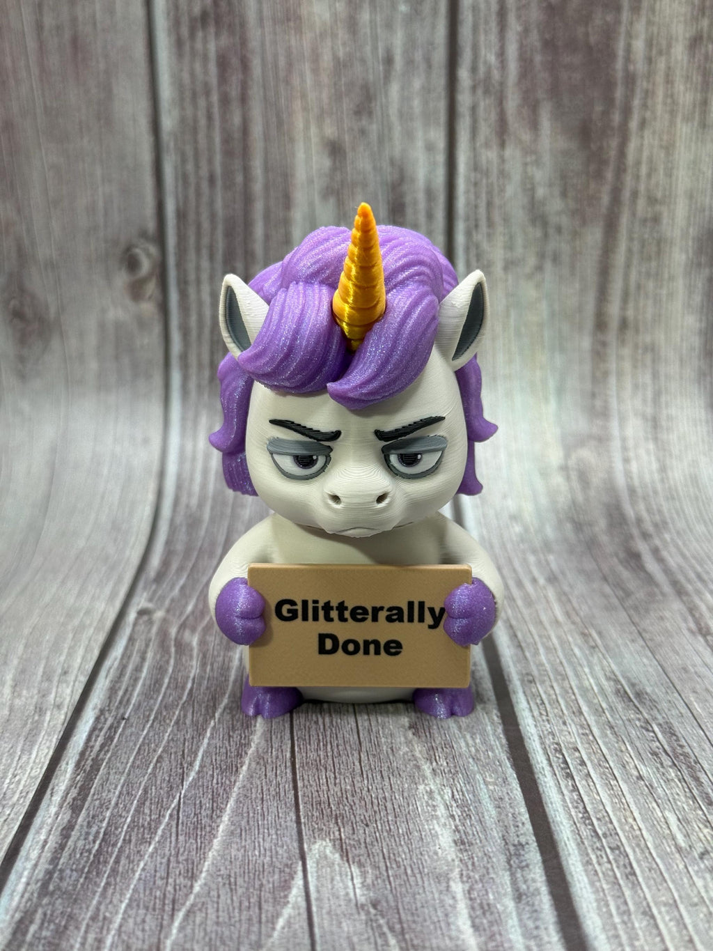 3D Printed Unicorn with Attitude | “Glitterally Done” | Sassy Desk Decor