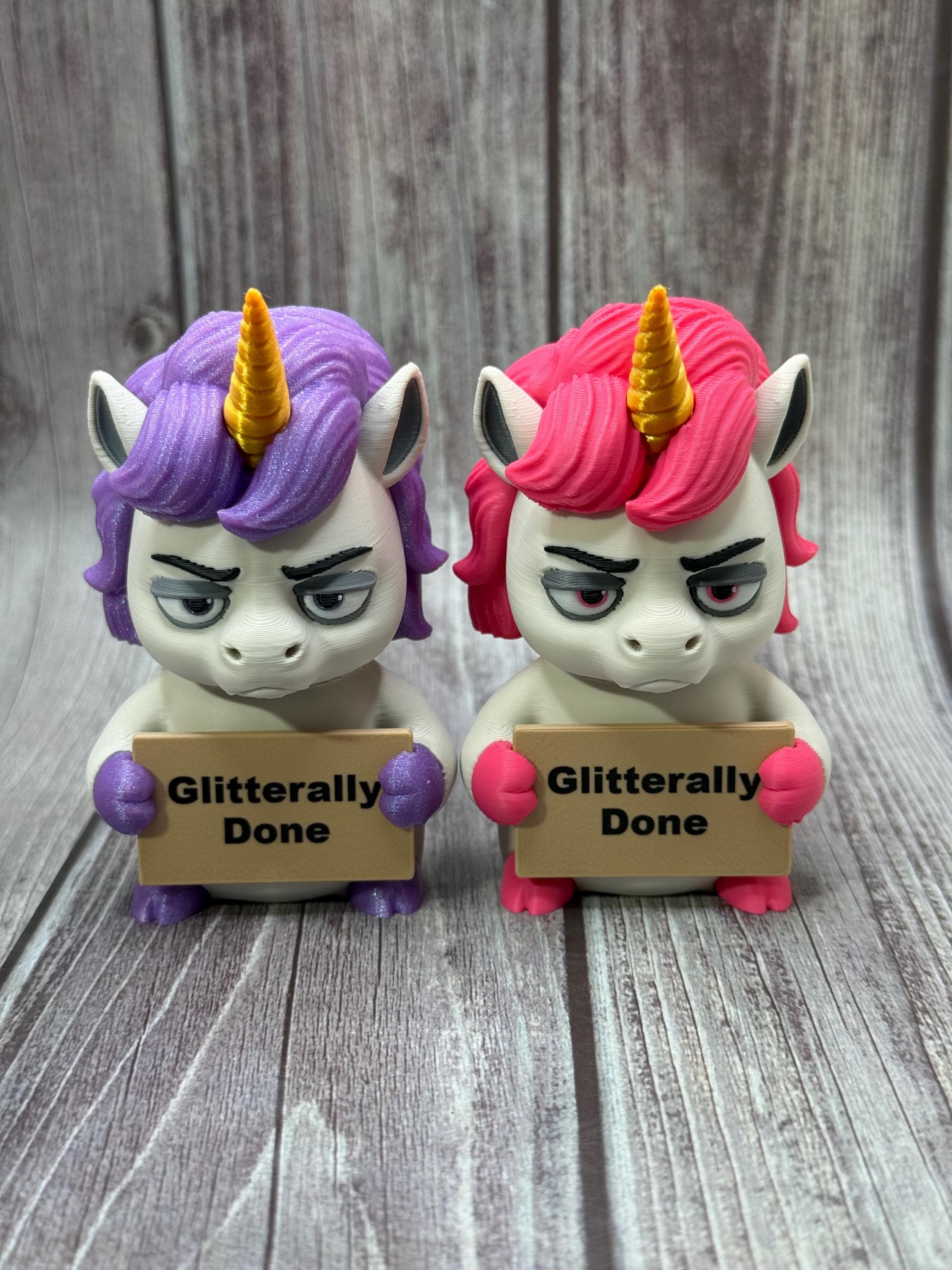 3D Printed Unicorn with Attitude | “Glitterally Done” | Sassy Desk Decor