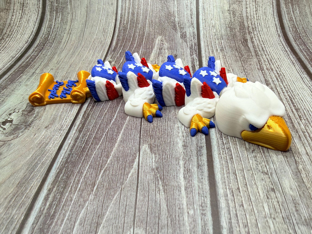 3D Printed Articulated Dragon Eagle | Patriotic Decor
