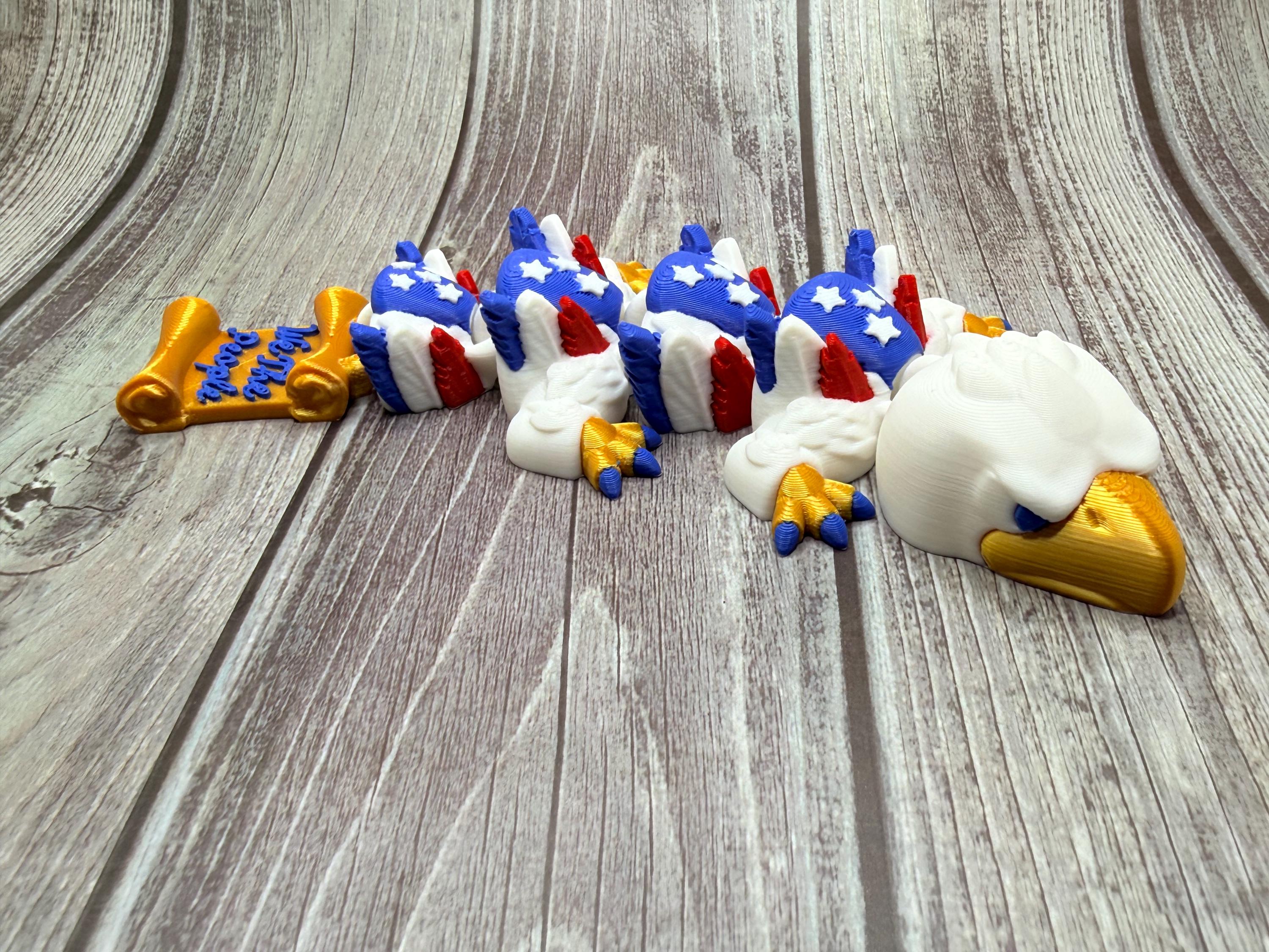3D Printed Articulated Dragon Eagle | Patriotic Decor