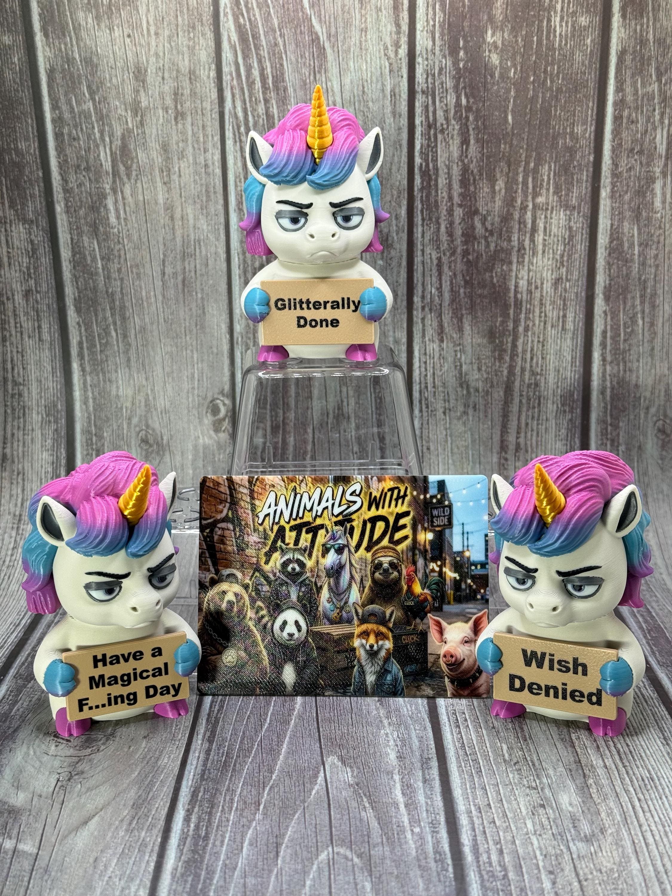 3D Printed Unicorn with Attitude | “Glitterally Done” | Sassy Desk Decor