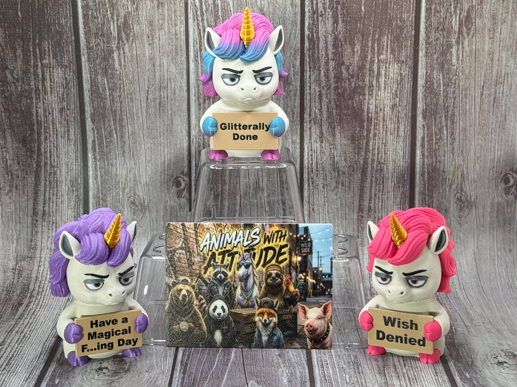 3D Printed Unicorn with Attitude | “Glitterally Done” | Sassy Desk Decor