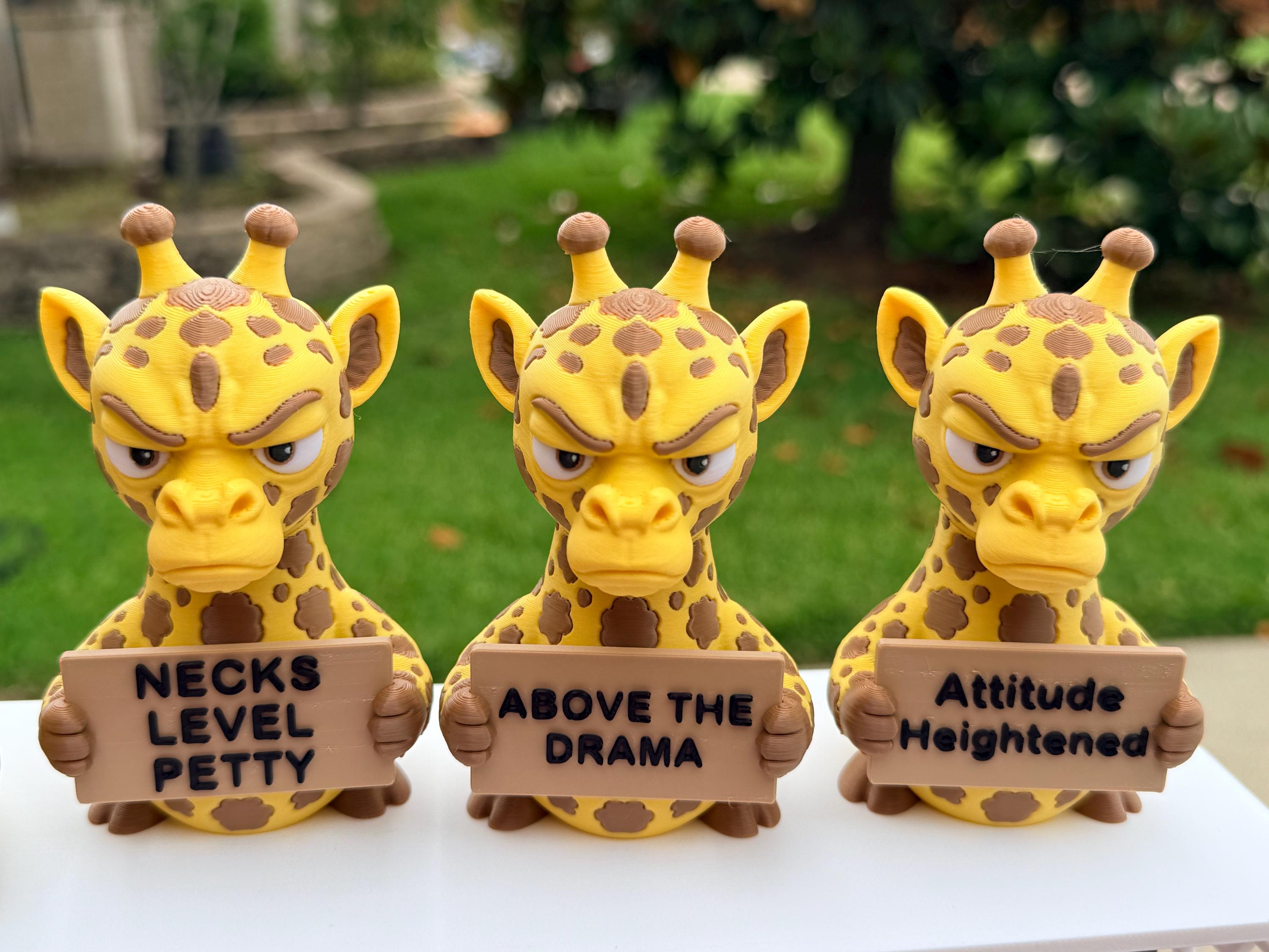 3D Printed Giraffe with Attitude | Sassy Giraffe Decor | “Leaf Me Alone”