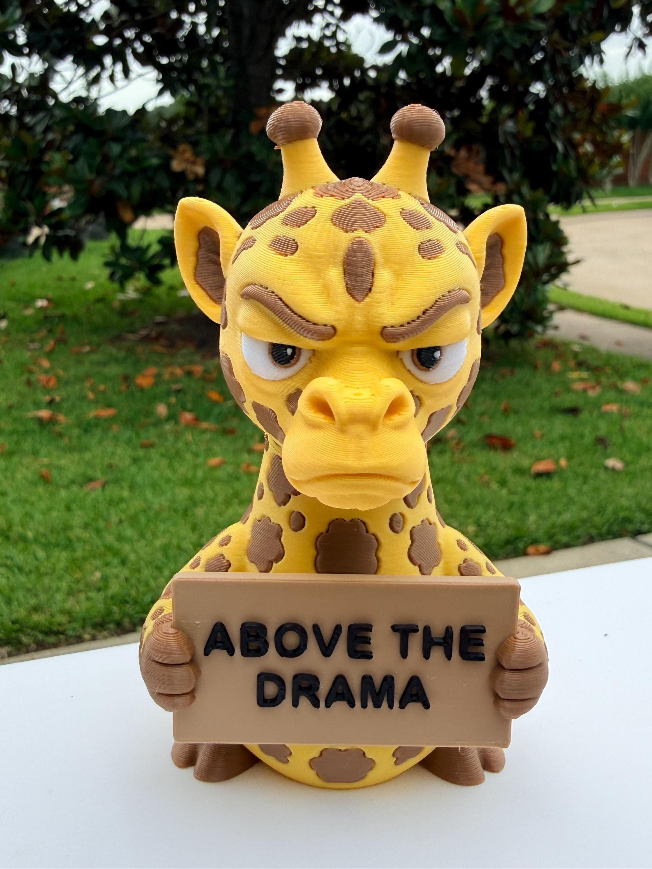 3D Printed Giraffe with Attitude | Sassy Giraffe Decor | “Leaf Me Alone”