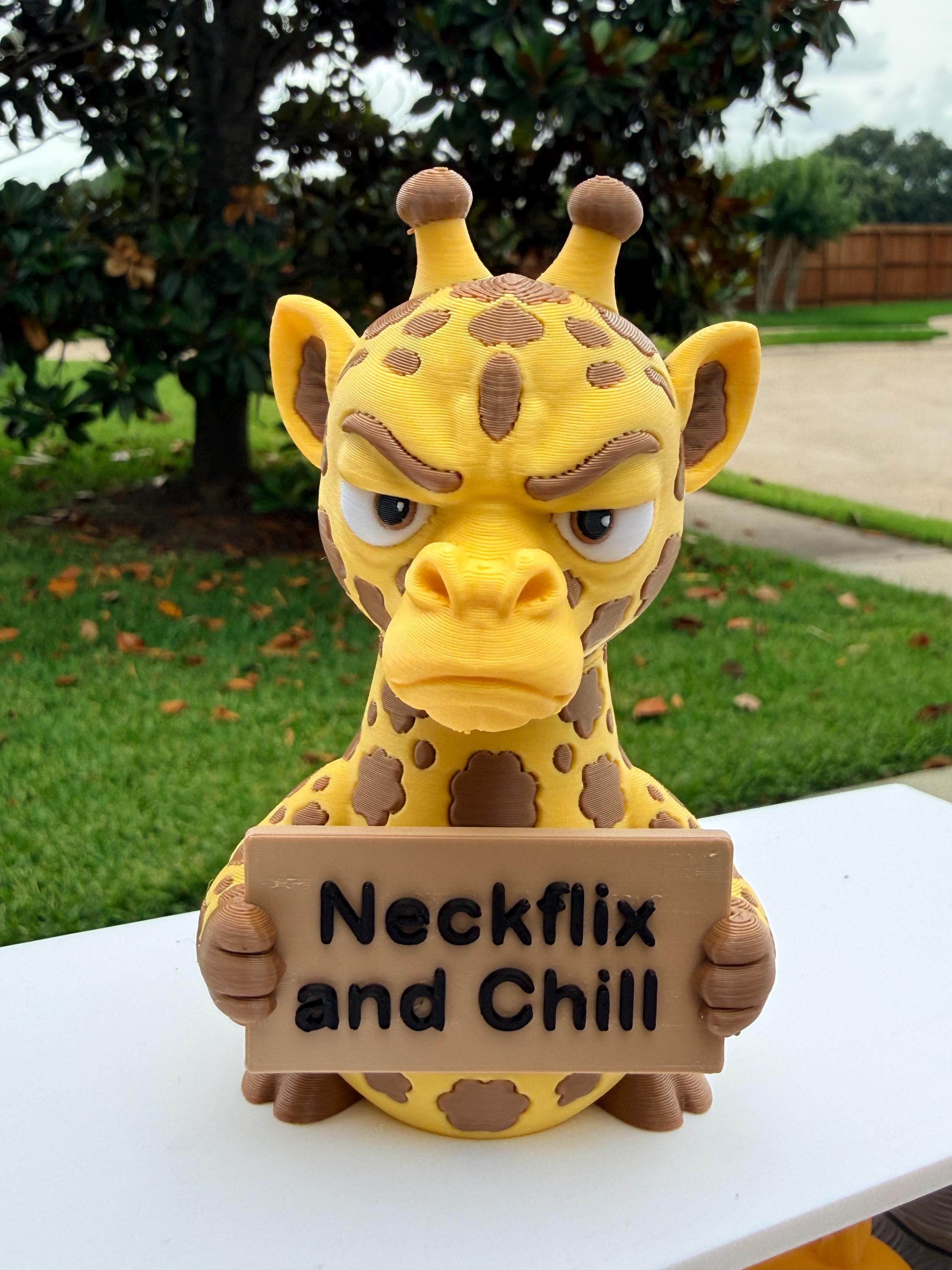 3D Printed Giraffe with Attitude | Sassy Giraffe Decor | “Leaf Me Alone”