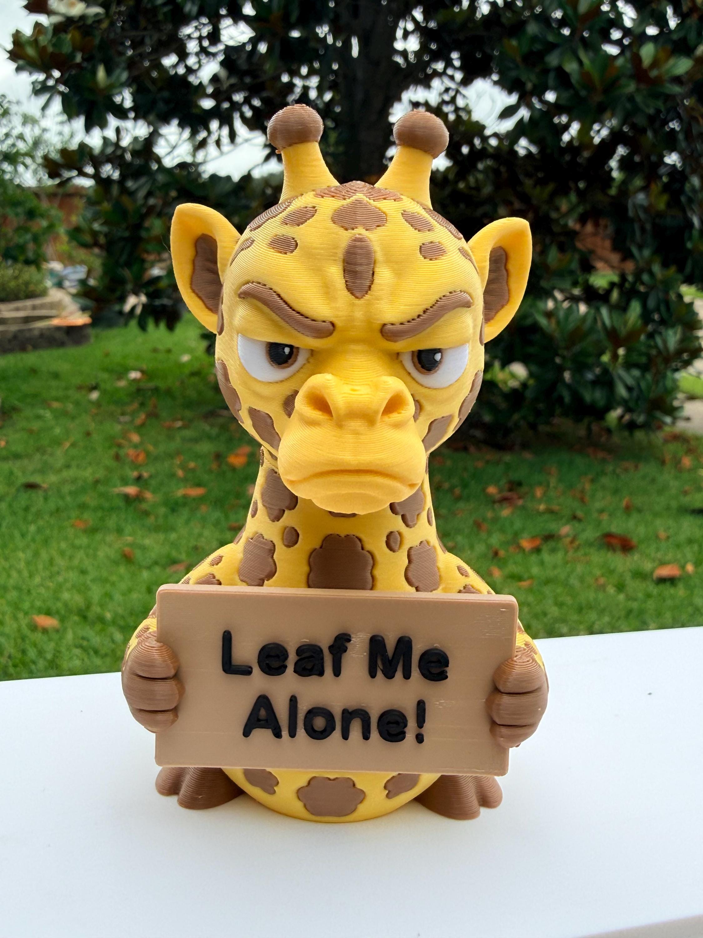3D Printed Giraffe with Attitude | Sassy Giraffe Decor | “Leaf Me Alone”