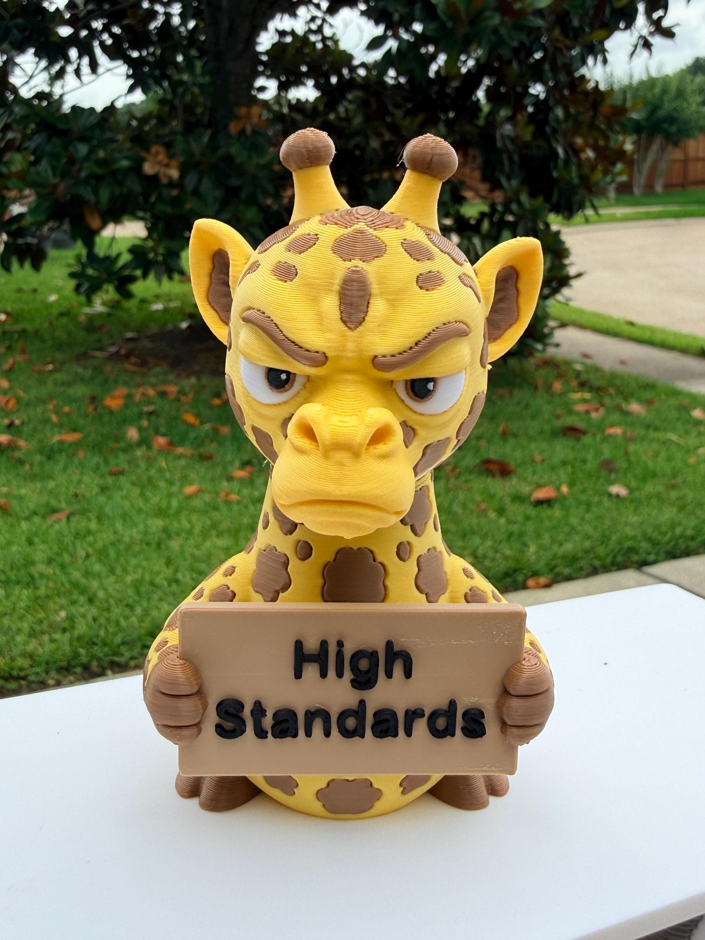 3D Printed Giraffe with Attitude | Sassy Giraffe Decor | “Leaf Me Alone”