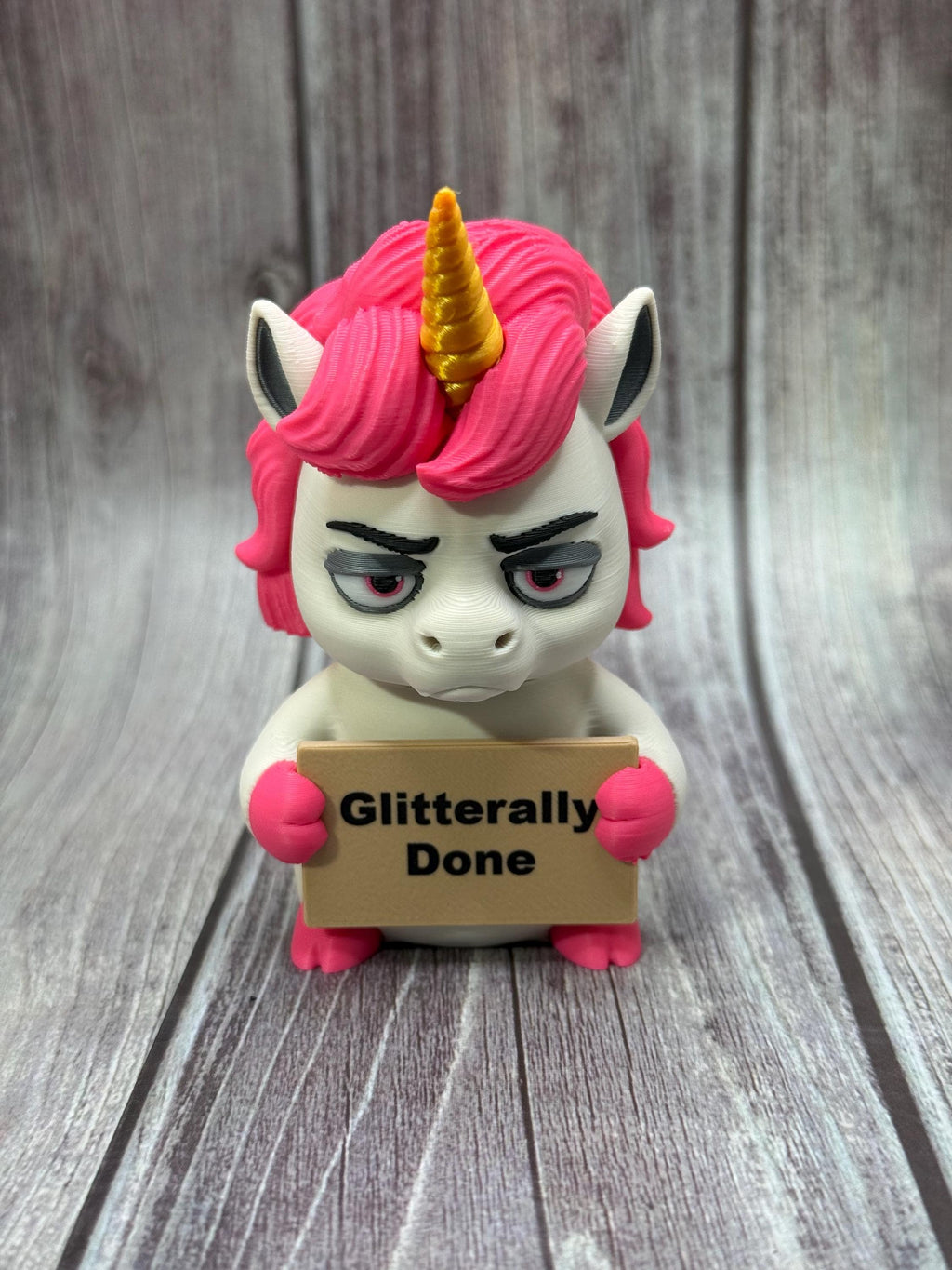 3D Printed Unicorn with Attitude | “Glitterally Done” | Sassy Desk Decor