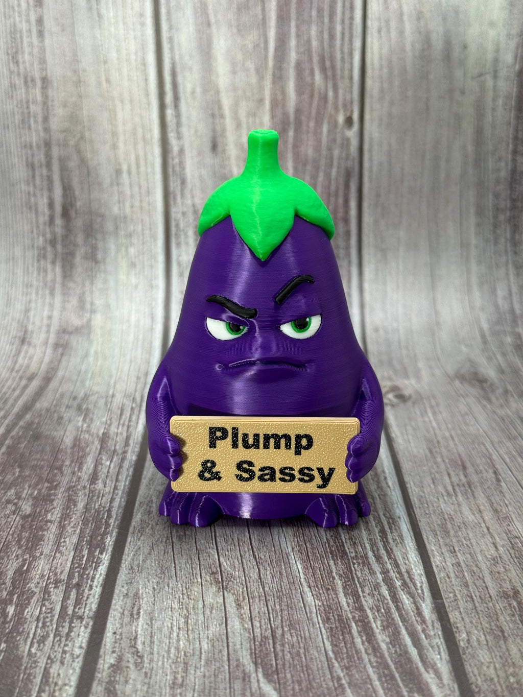 Eggplant with Attitude | Funny 3D Printed Vegetable Figurine | Adult Humor Desk Decor