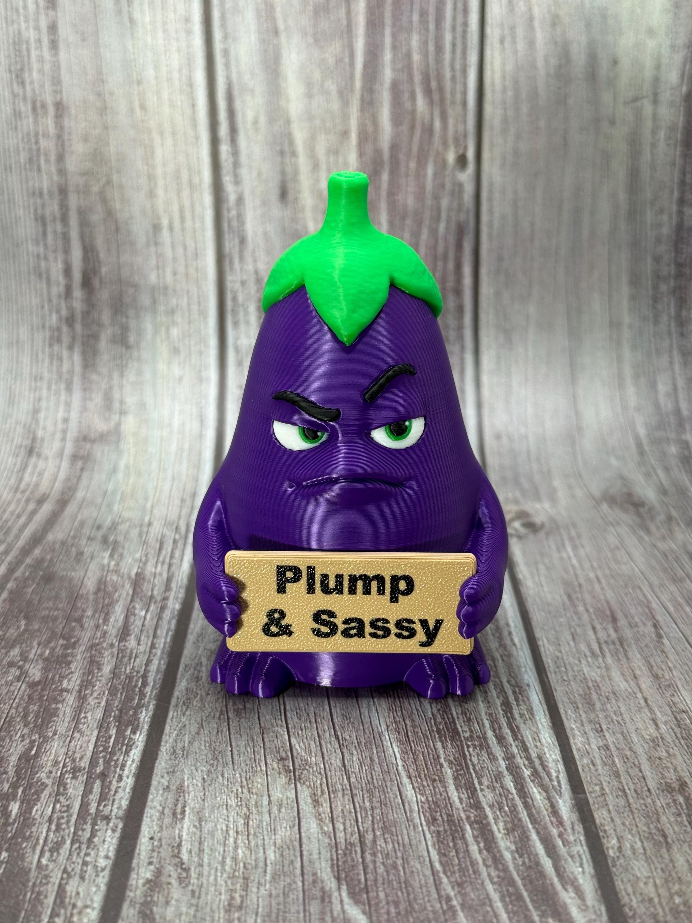 Eggplant with Attitude | Funny 3D Printed Vegetable Figurine | Adult Humor Desk Decor