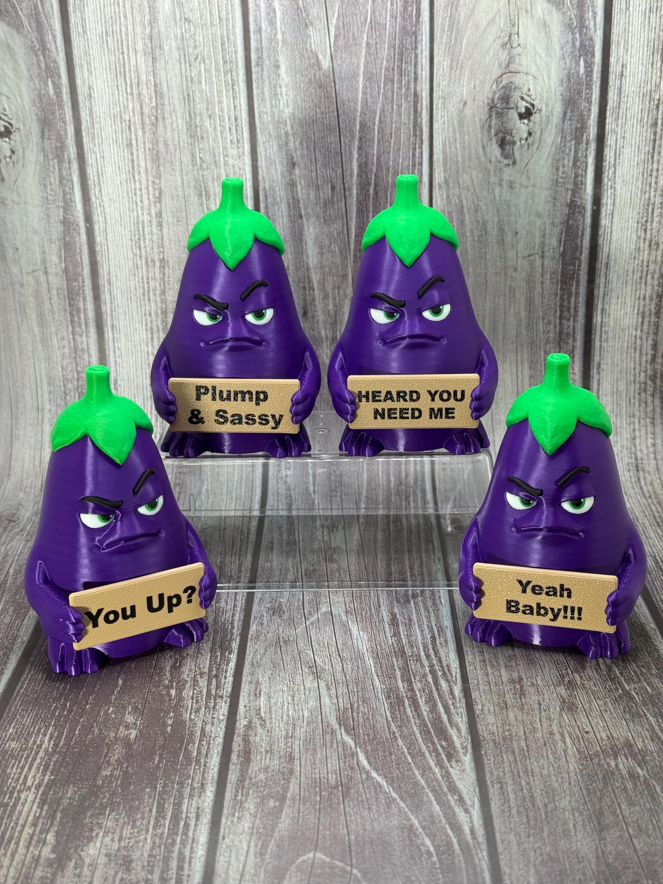 Eggplant with Attitude | Funny 3D Printed Vegetable Figurine | Adult Humor Desk Decor
