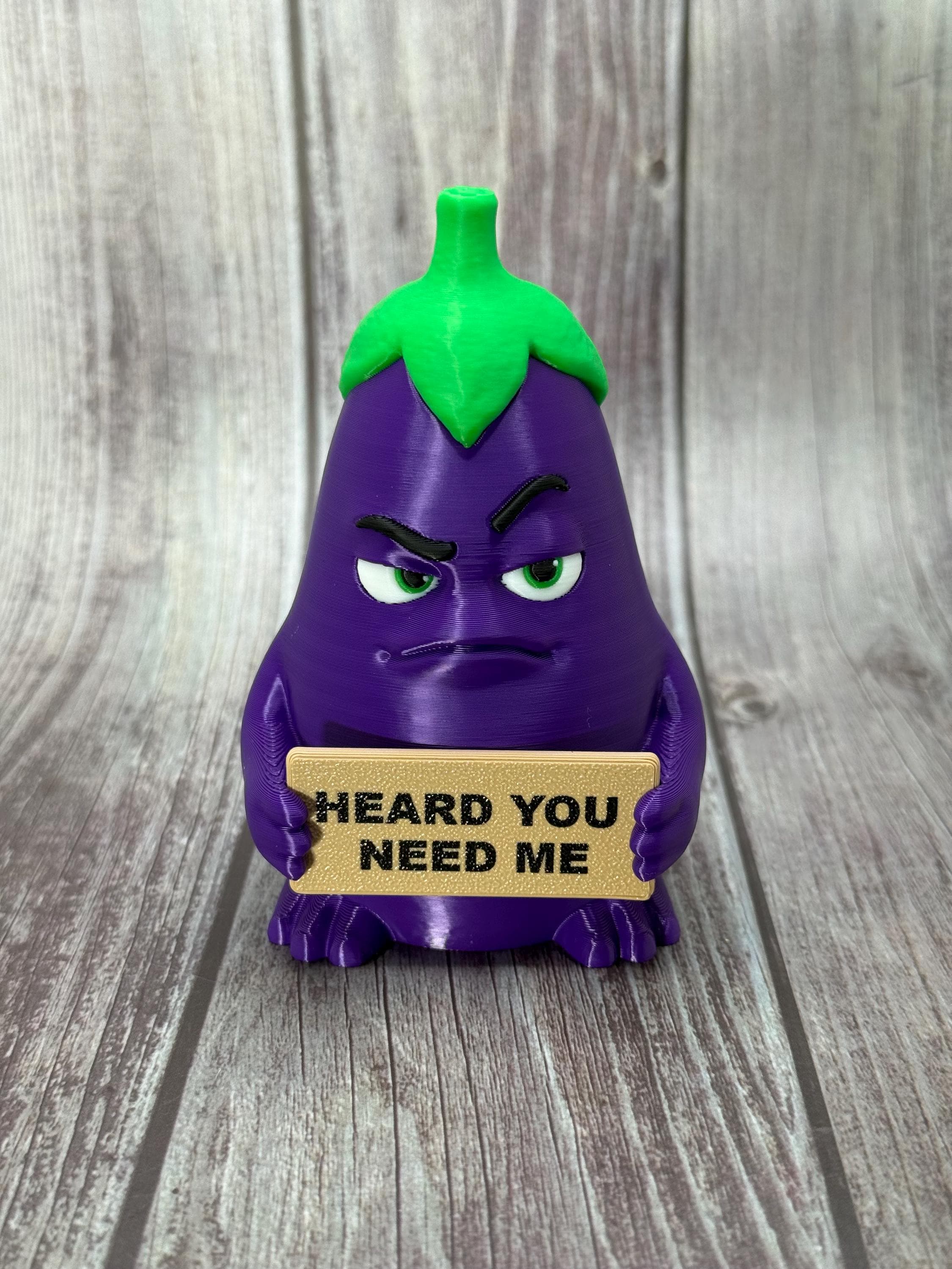 Eggplant with Attitude | Funny 3D Printed Vegetable Figurine | Adult Humor Desk Decor