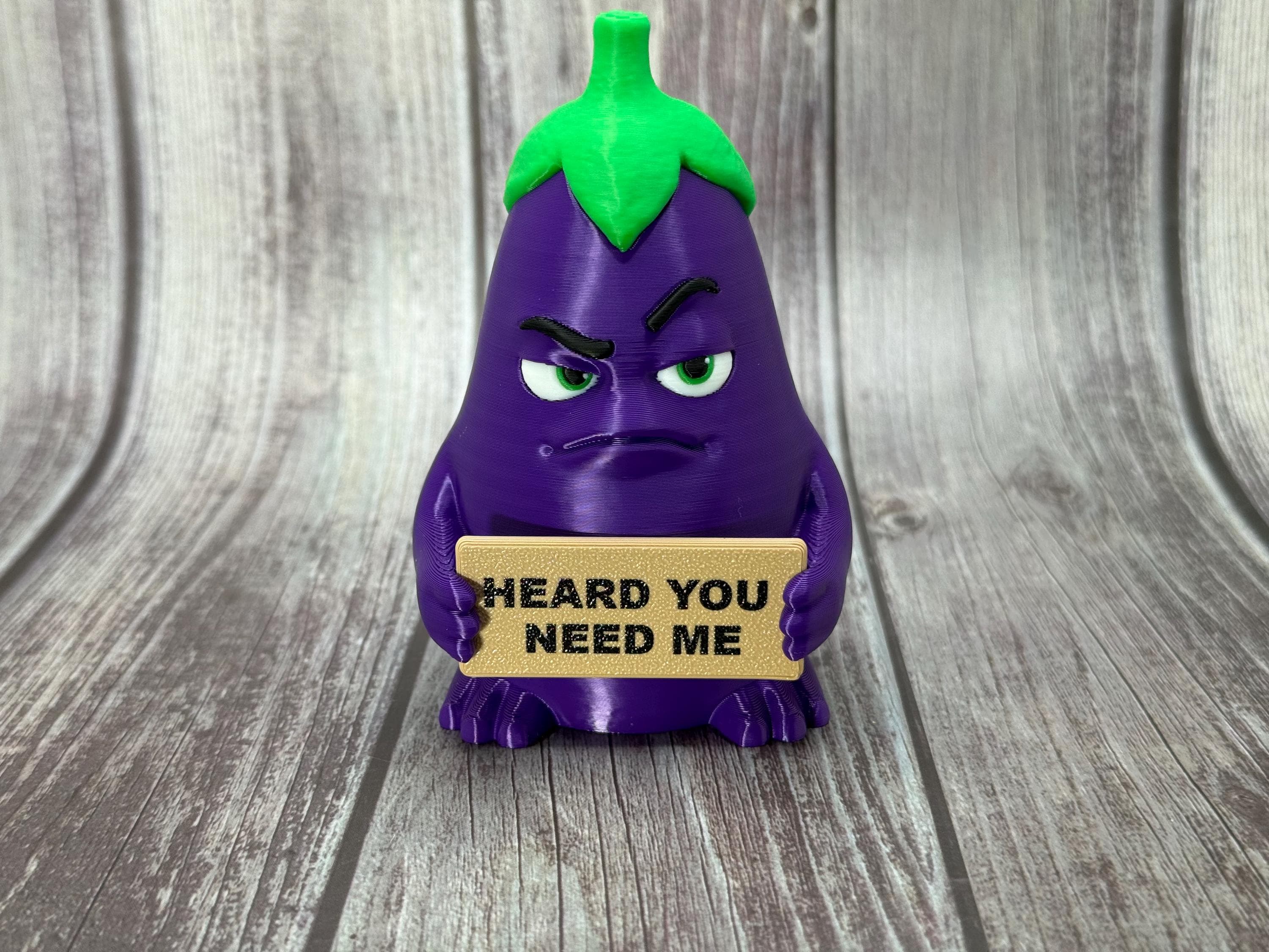Eggplant with Attitude | Funny 3D Printed Vegetable Figurine | Adult Humor Desk Decor