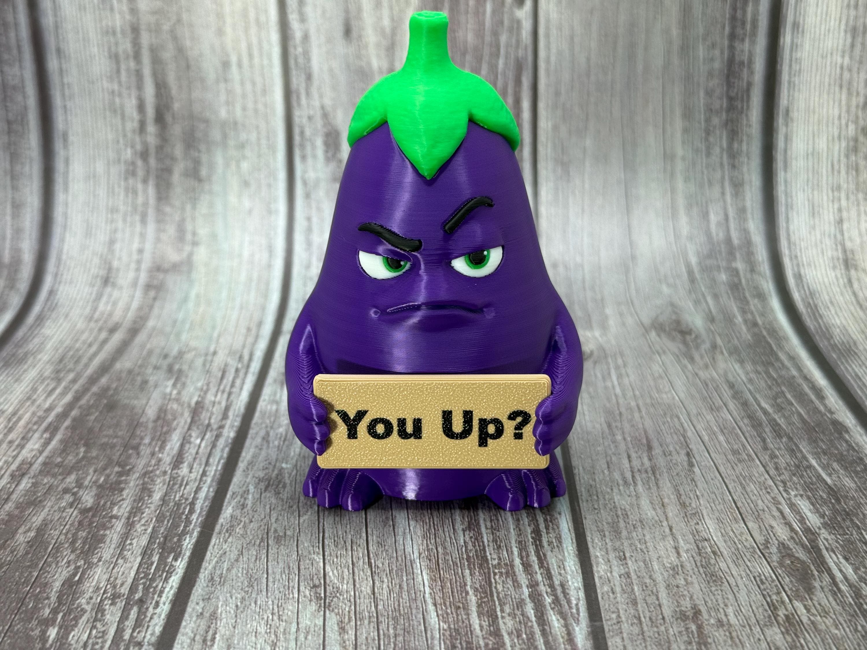 Eggplant with Attitude | Funny 3D Printed Vegetable Figurine | Adult Humor Desk Decor