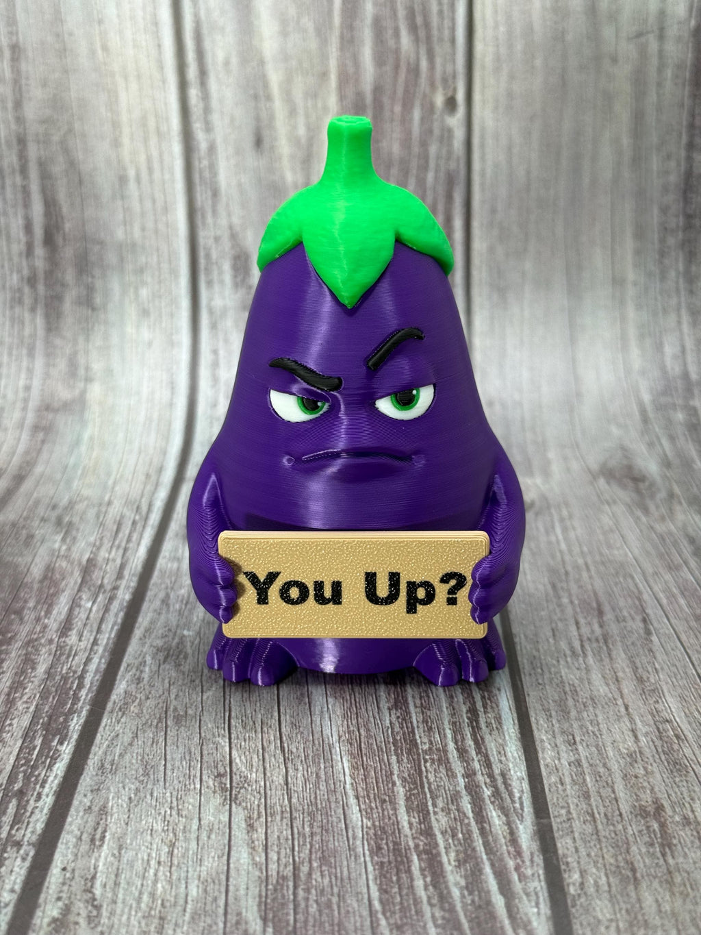 Eggplant with Attitude | Funny 3D Printed Vegetable Figurine | Adult Humor Desk Decor
