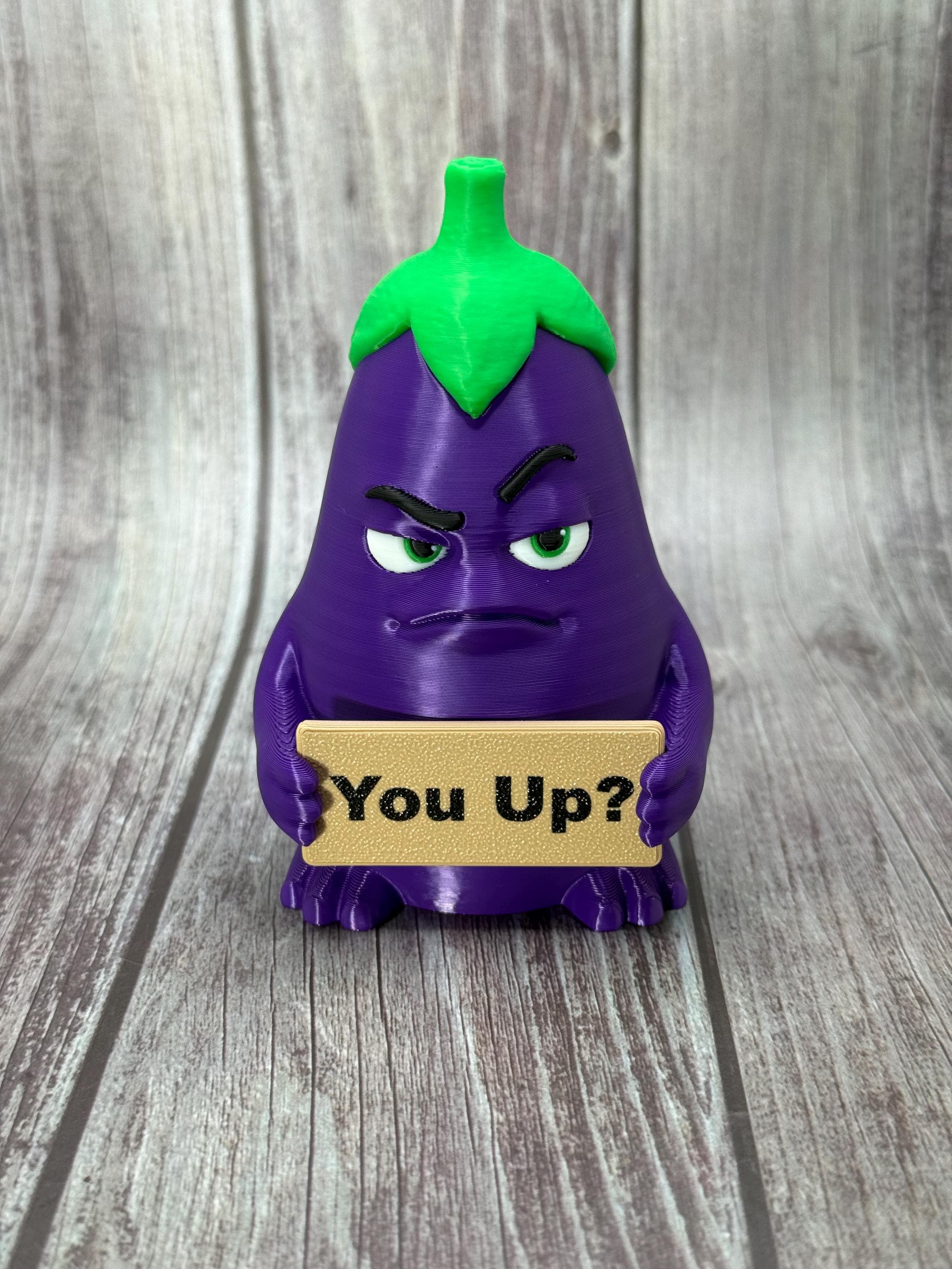 Eggplant with Attitude | Funny 3D Printed Vegetable Figurine | Adult Humor Desk Decor