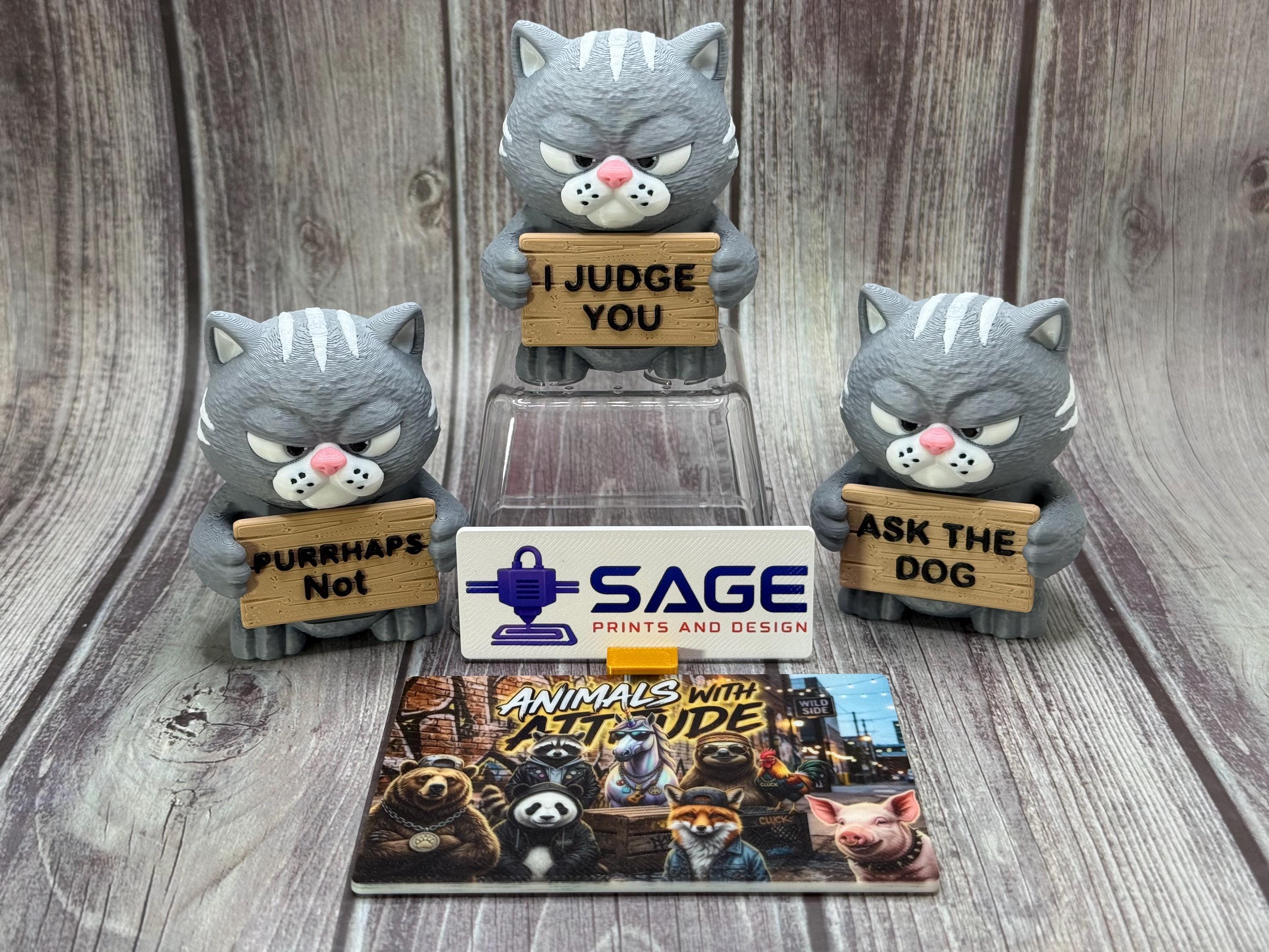 3D Printed Cat with Attitude | “I Judge You” | Sassy Desk Decor