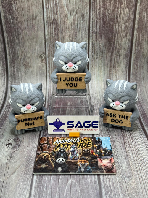3D Printed Cat with Attitude | “I Judge You” | Sassy Desk Decor