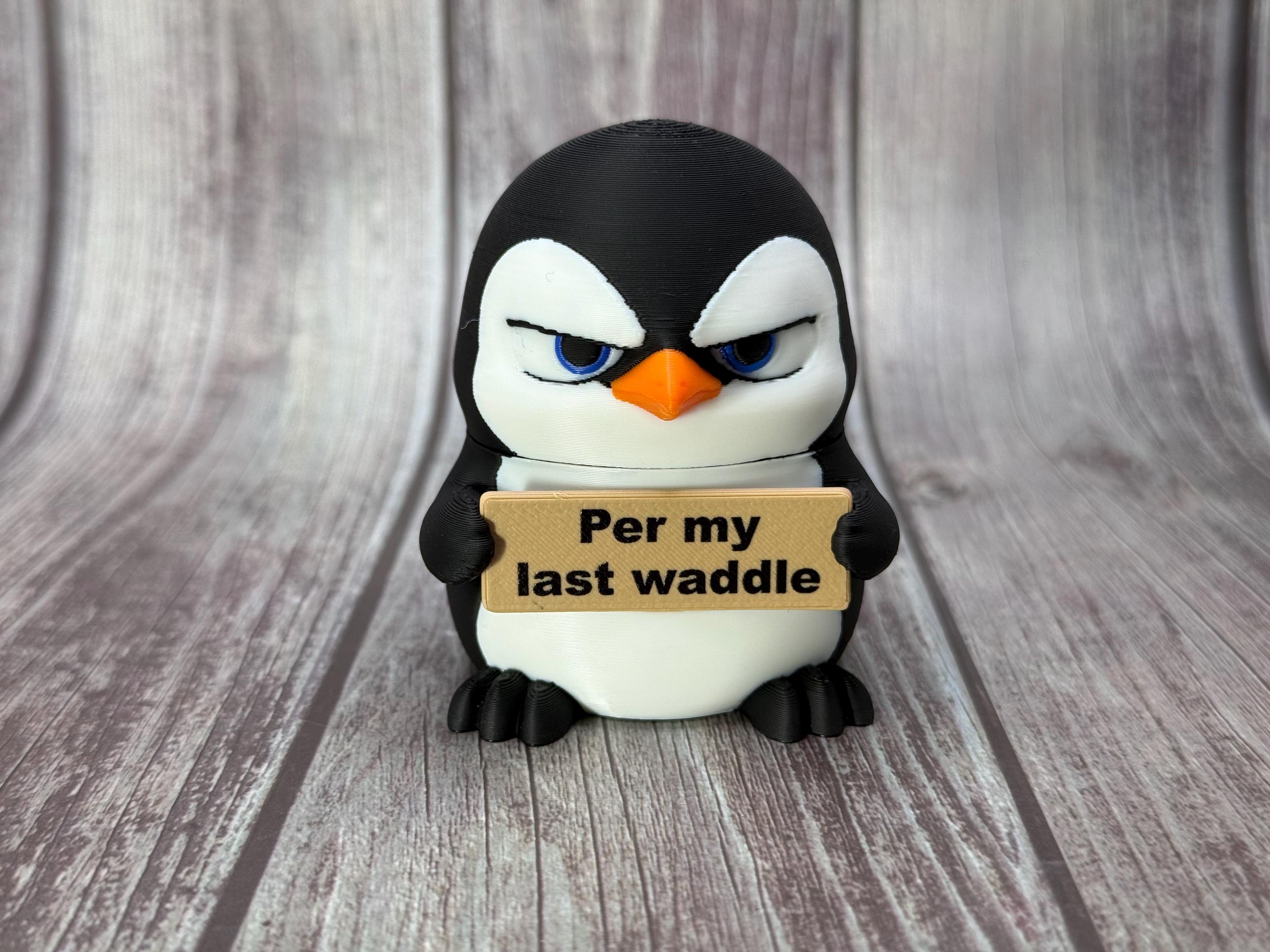 Penguin with Attitude | Funny 3D Printed Penguin Figurine | Sassy Desk Decor